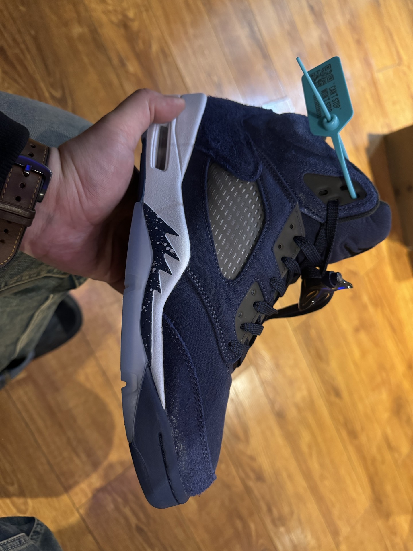 custom review-Jordan Air Джордан 5 'Georgetown' Высокий Топ Винтажные Баскетбольные Кроссовки Мужские Темно-Синие
