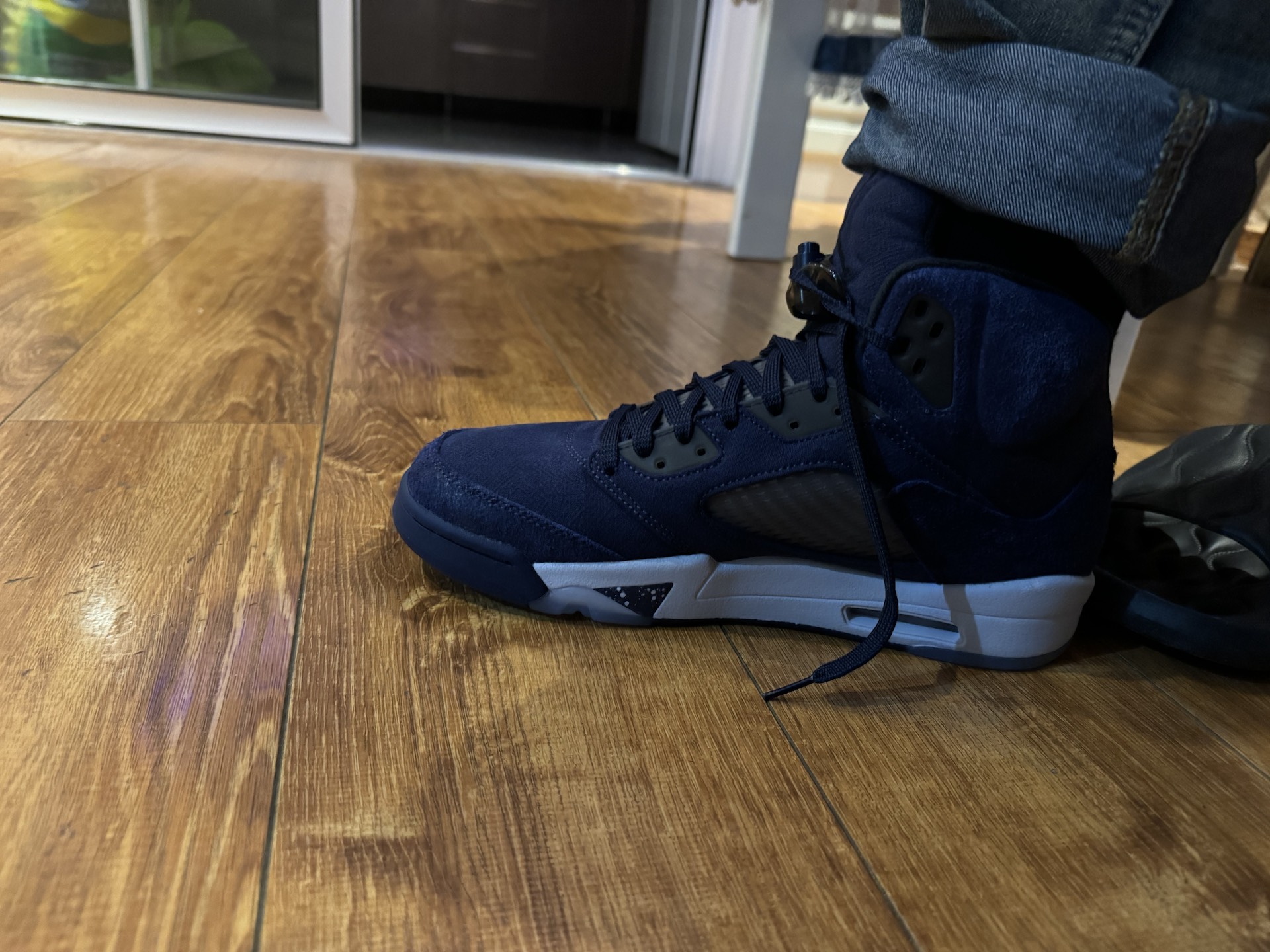 custom review-Jordan Air Джордан 5 'Georgetown' Высокий Топ Винтажные Баскетбольные Кроссовки Мужские Темно-Синие