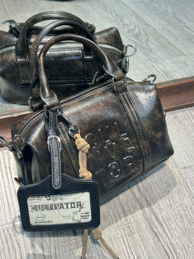 custom review-CULTIVATOR ПУ (полиуретан) Бостон Сумка Сумка Маленькая Женская Темно-Коричневая