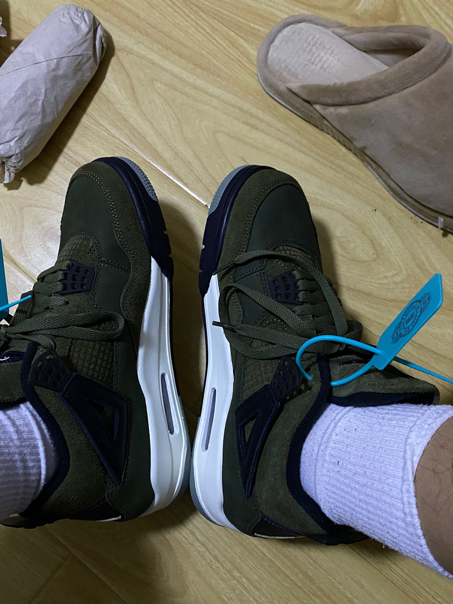 custom review-Jordan Air Джордан 4 'Оливковый' MID Топ Винтажные баскетбольные кроссовки Мужской Армейский зеленый