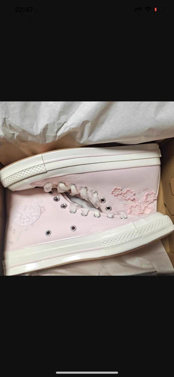 custom review-Converse Chuck 70 Cherry Blossom Embroidery Устойчивые к истиранию Высокие Кеды Унисекс Розовые
