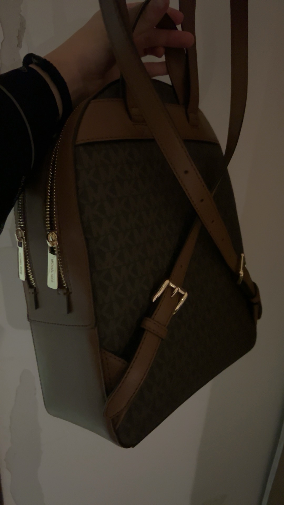 custom review-MICHAEL KORS Jaycee Холст и Кожа Рюкзак Женские Коричневый