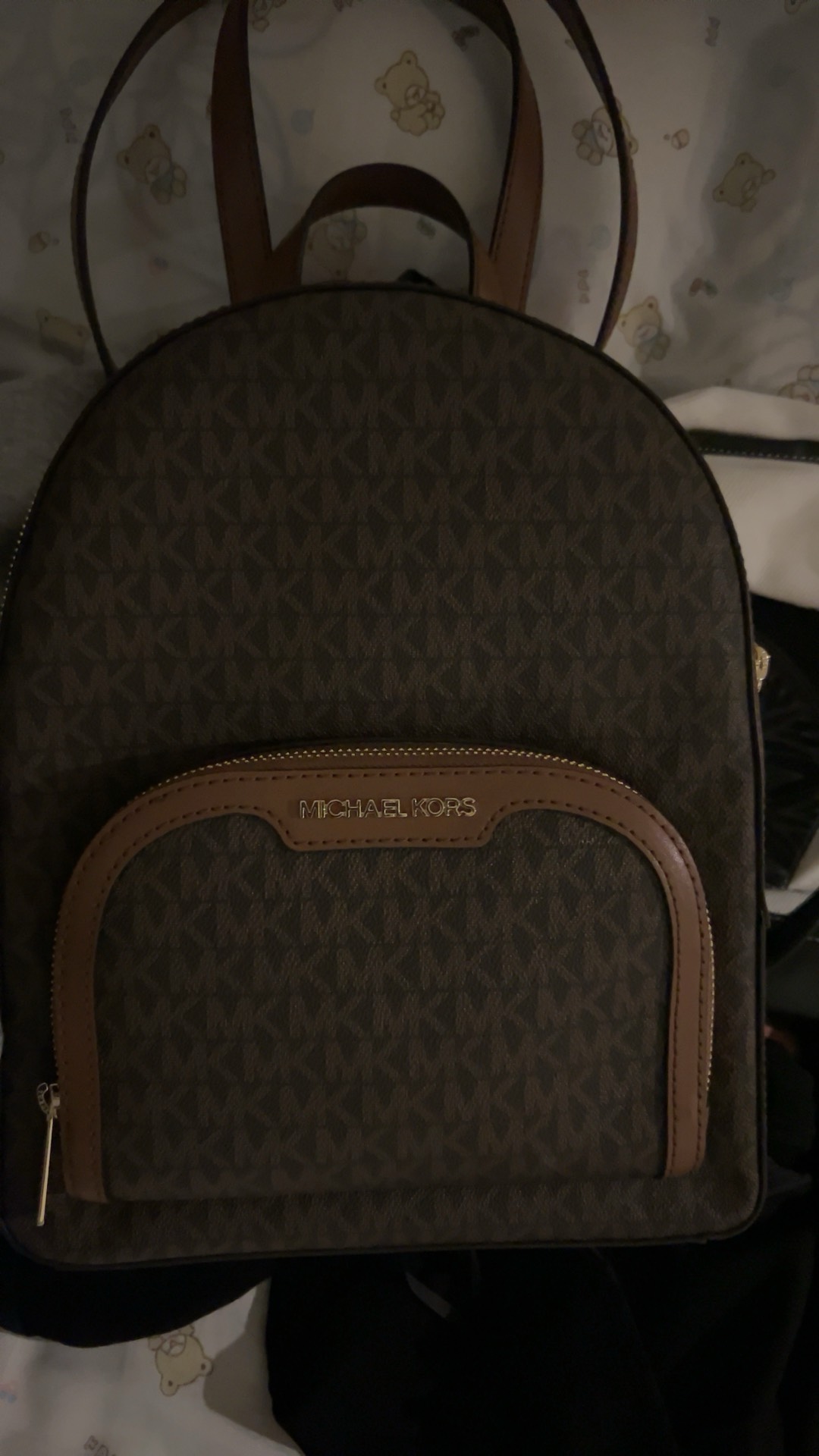 custom review-MICHAEL KORS Jaycee Холст и Кожа Рюкзак Женские Коричневый