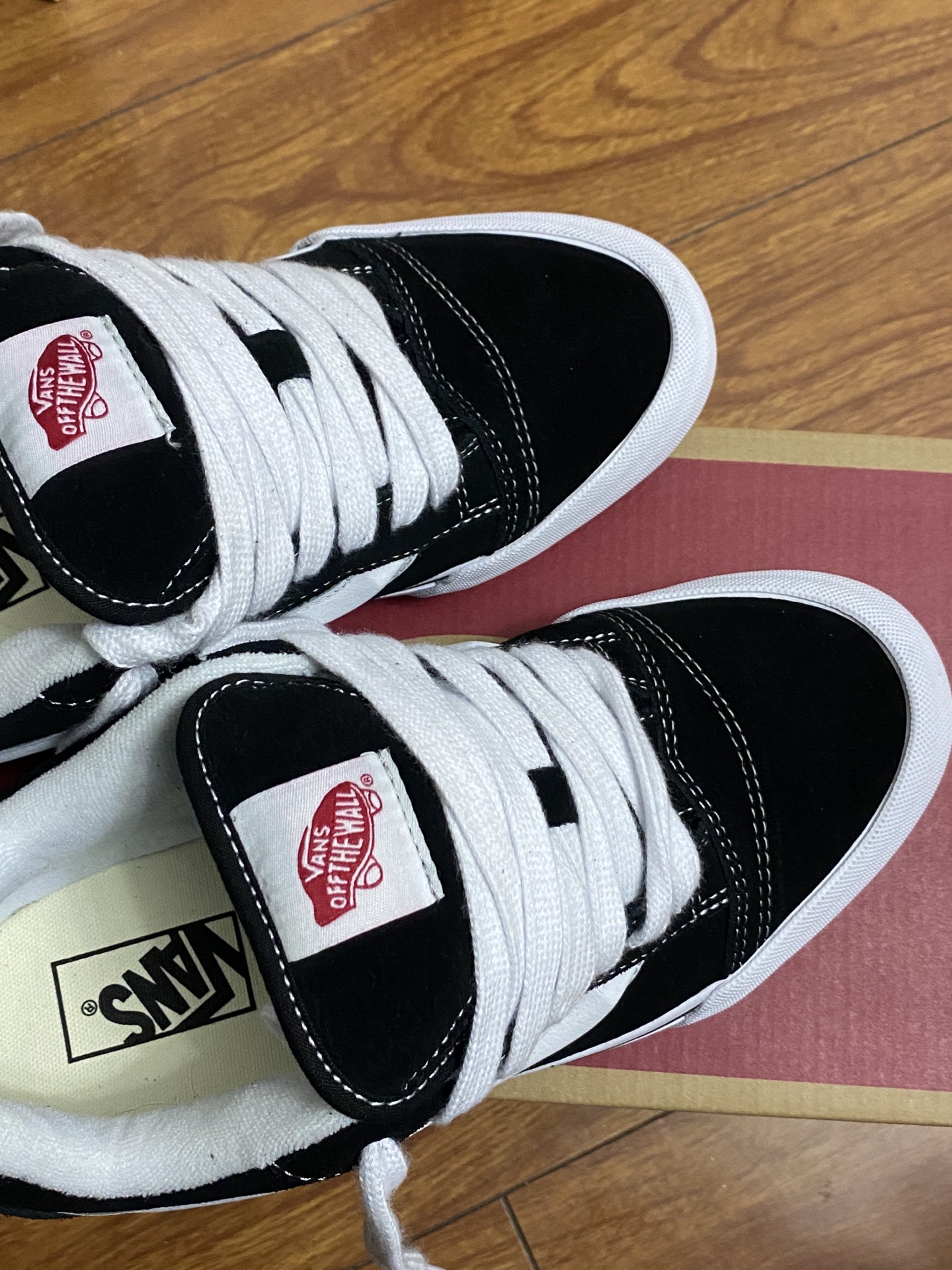 custom review-Vans Knu Skool Амортизация Износостойкие Низкие Кроссовки для Скейтбординга Унисекс Черный Белый