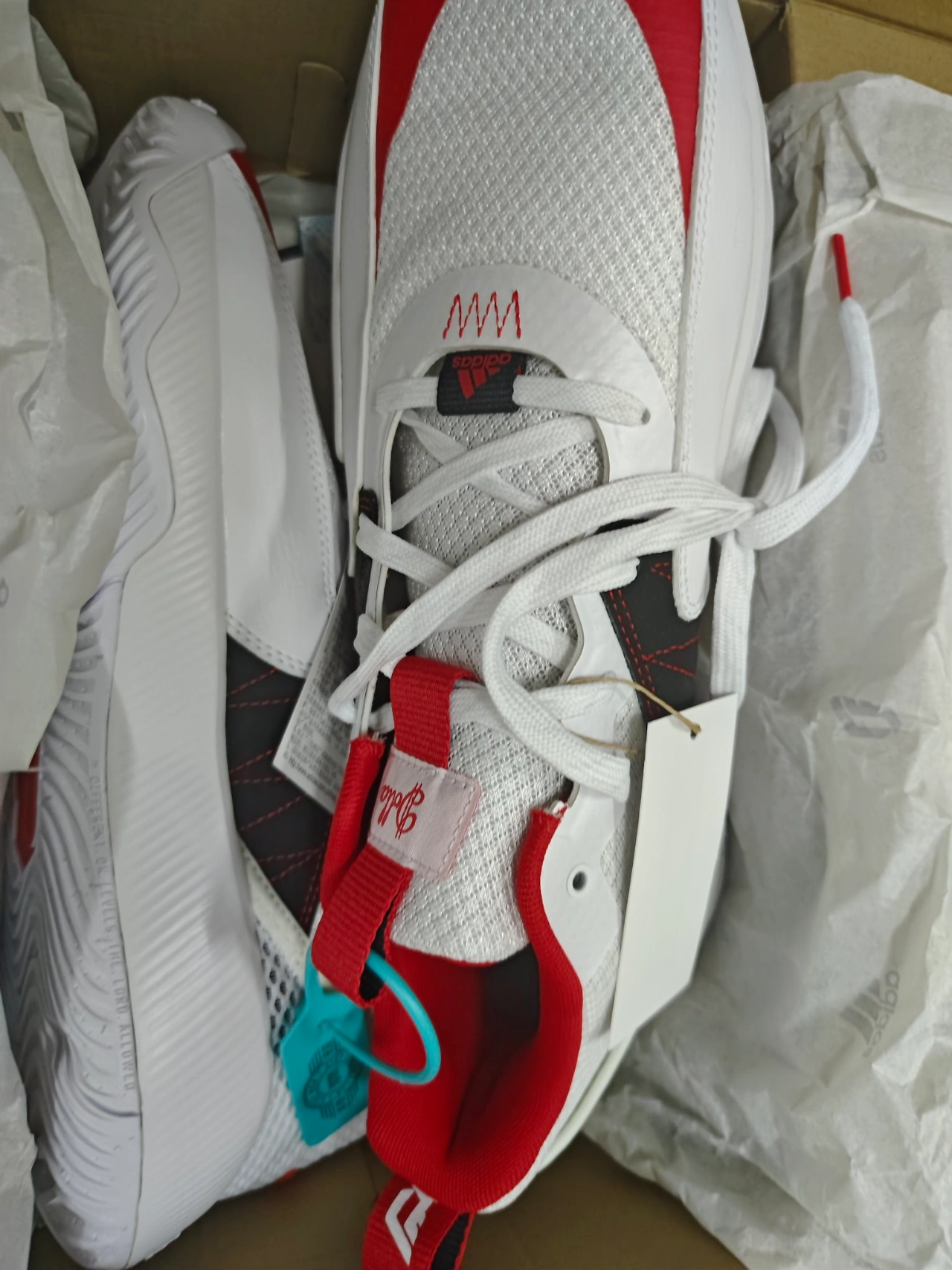 custom review-Adidas Dame Certified Амортизирующие низкие баскетбольные кроссовки устойчивые к истиранию мужские белые и красные