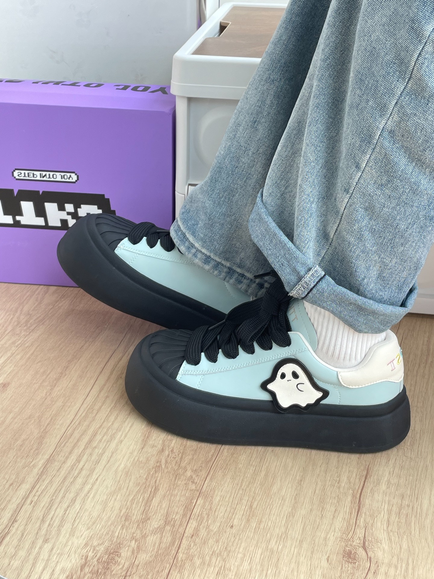 显嫩又减龄的baby蓝丑萌大头鞋!学生党没理由拒绝