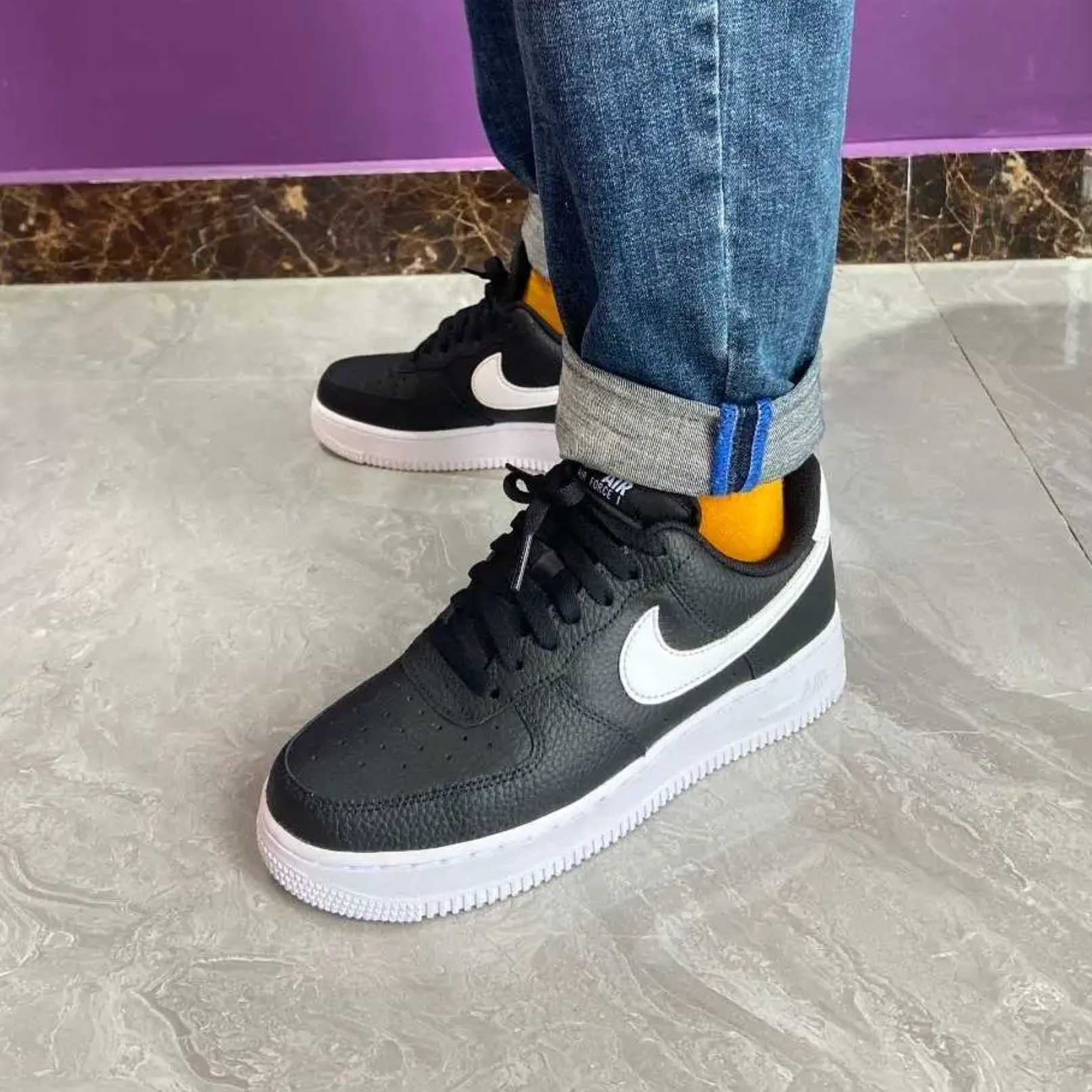 custom review-Nike Air FORCE 1 'Черный и Белый' Низкие Кроссовки для скейтбординга Мужские Черно-белые