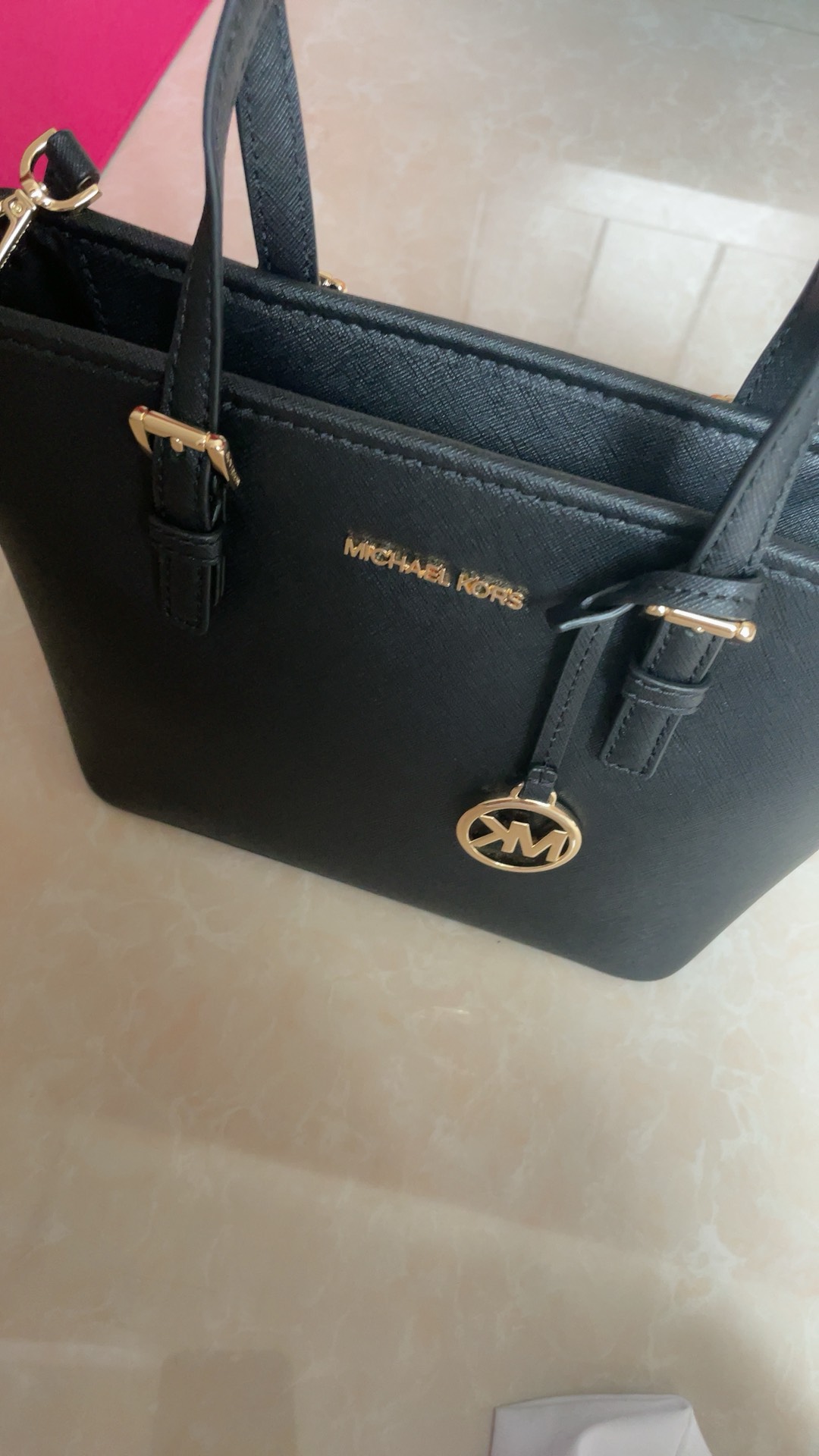 custom review-MICHAEL KORS Jet Set Сумка из коровьей кожи Сумка для покупок Сумка через плечо Маленькая женская Чисто черная