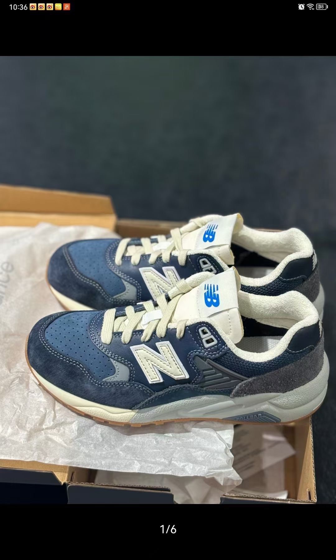 nb新百伦 经典款580系列 海军蓝 防水生活休闲鞋 f