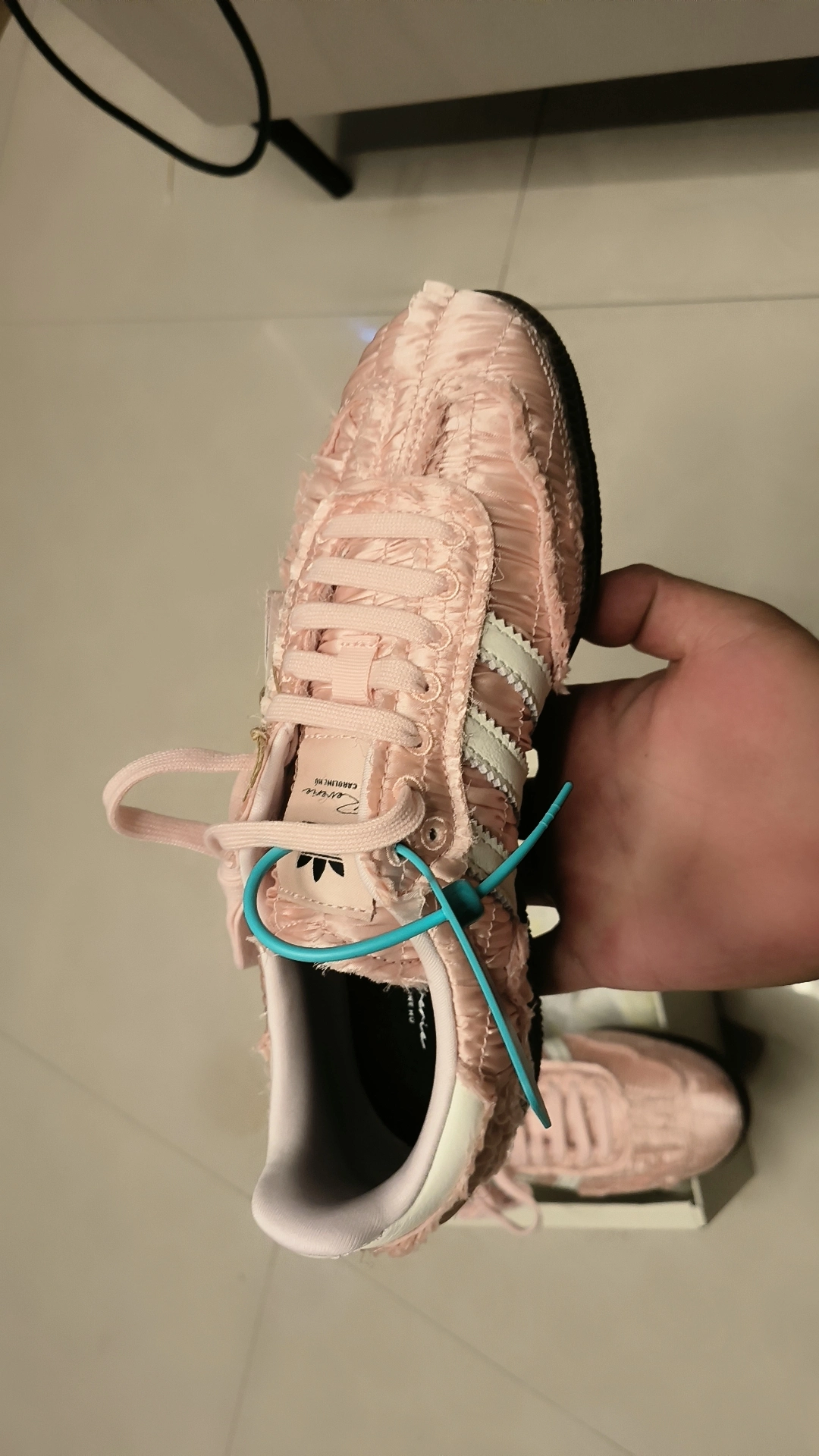 custom review-Adidas Originals x Caroline SAMBA OG Caroline Устойчивые к истиранию низкие скейтборд-кроссовки Женские Розовые Белые