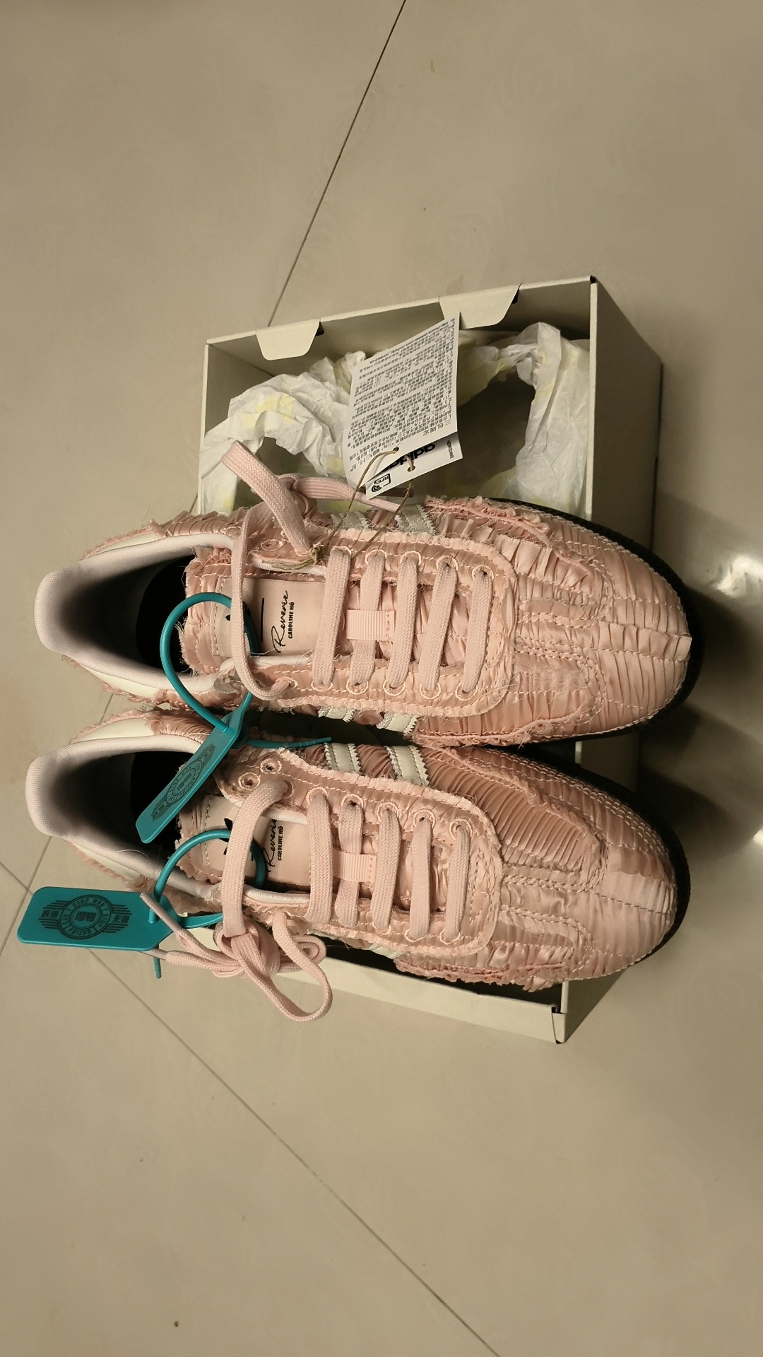 custom review-Adidas Originals x Caroline SAMBA OG Caroline Устойчивые к истиранию низкие скейтборд-кроссовки Женские Розовые Белые