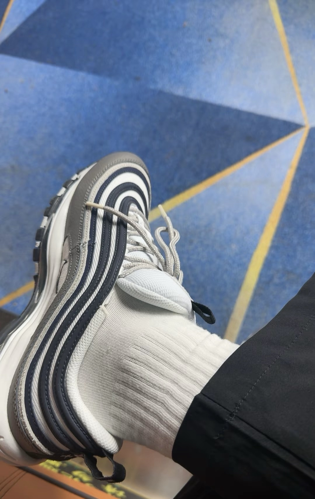 custom review-Nike Air Max 97 'Georgetown' Устойчивый к истиранию Низкий Топ Casual Мужской Синий Серый