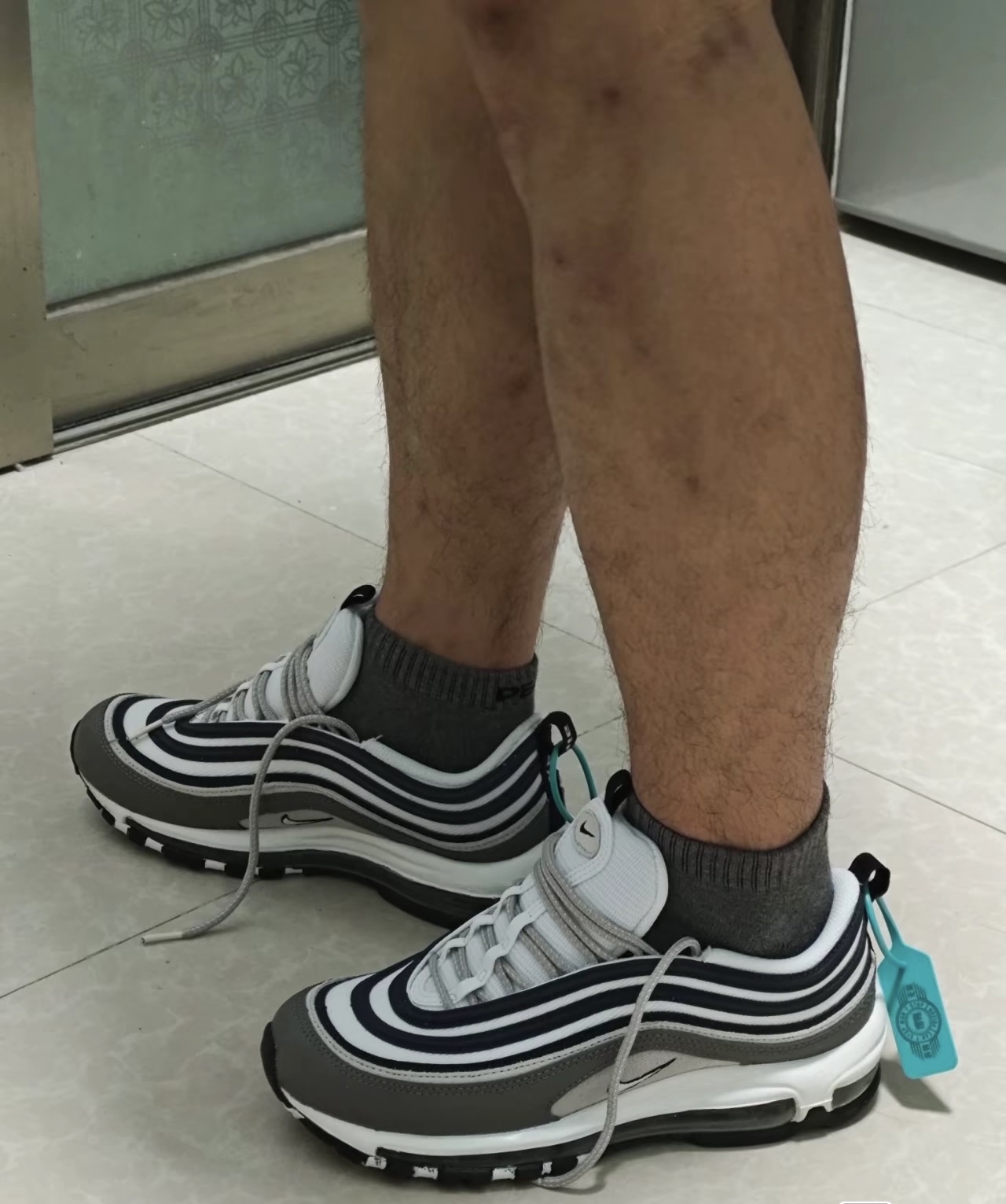 custom review-Nike Air Max 97 'Georgetown' Устойчивый к истиранию Низкий Топ Casual Мужской Синий Серый