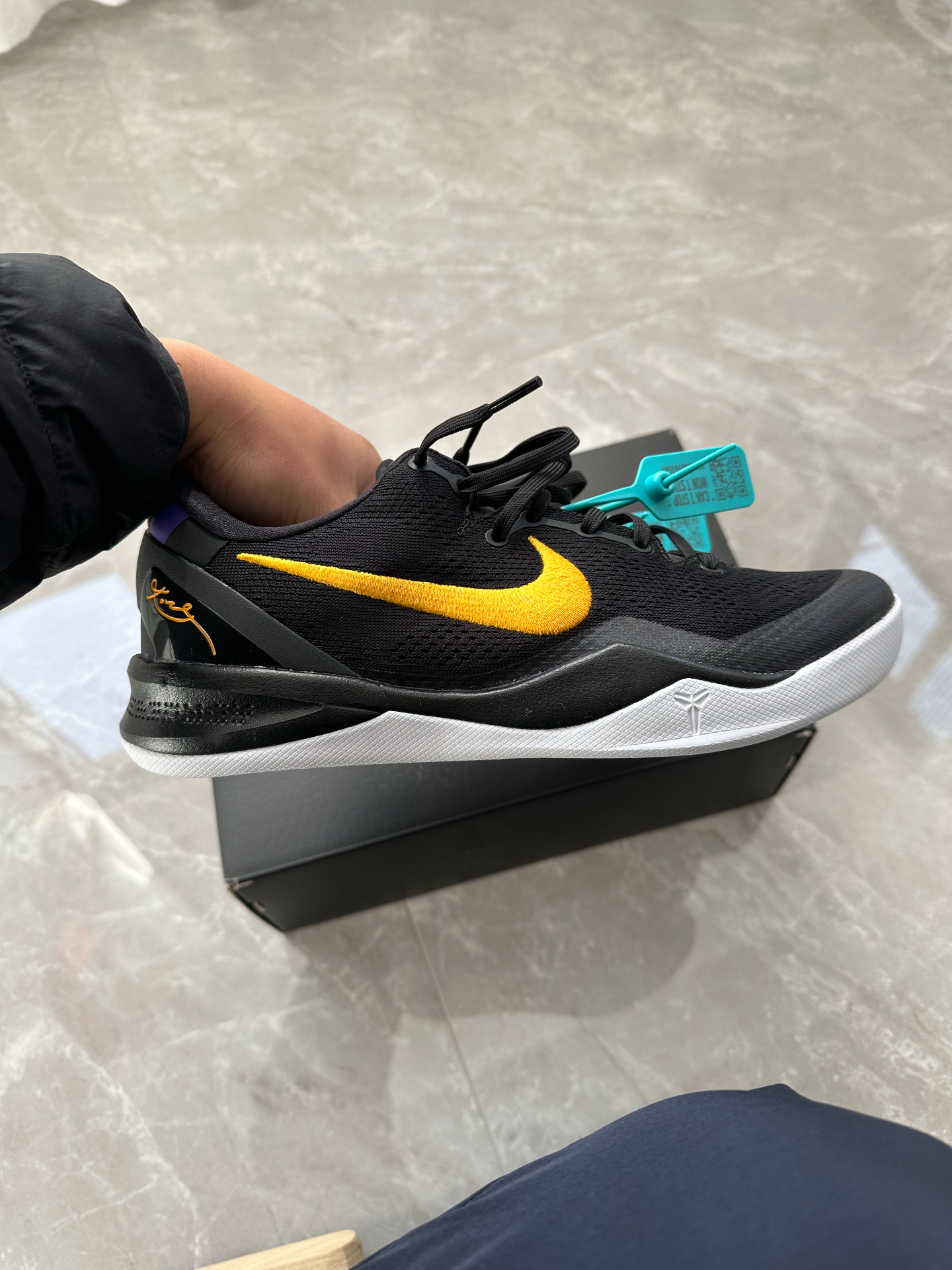 custom review-Nike Kobe 8 Low Топ Баскетбольные Кроссовки Унисекс Черный Фиолетовый Желтый