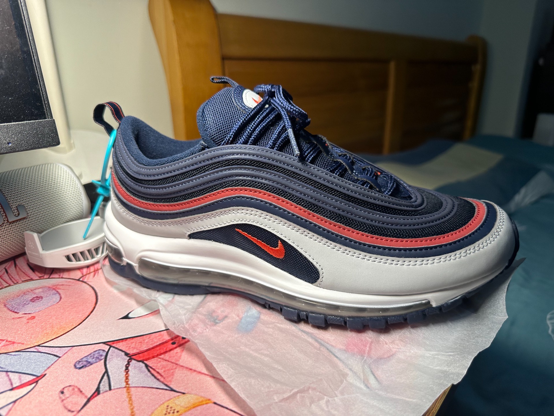 custom review-Nike Air Max 97 Low Топ Casual Мужской Белый Синий Красный
