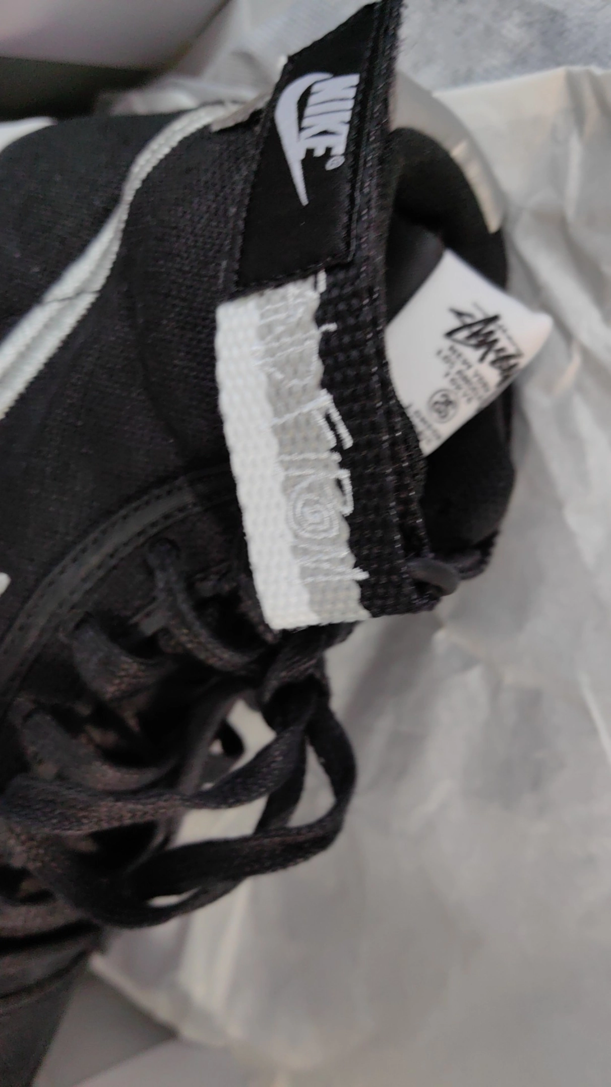 custom review-Stussy x Nike Vandal High Аbrasion Resistant Высокие Кроссовки для скейтбординга Унисекс Черный Белый