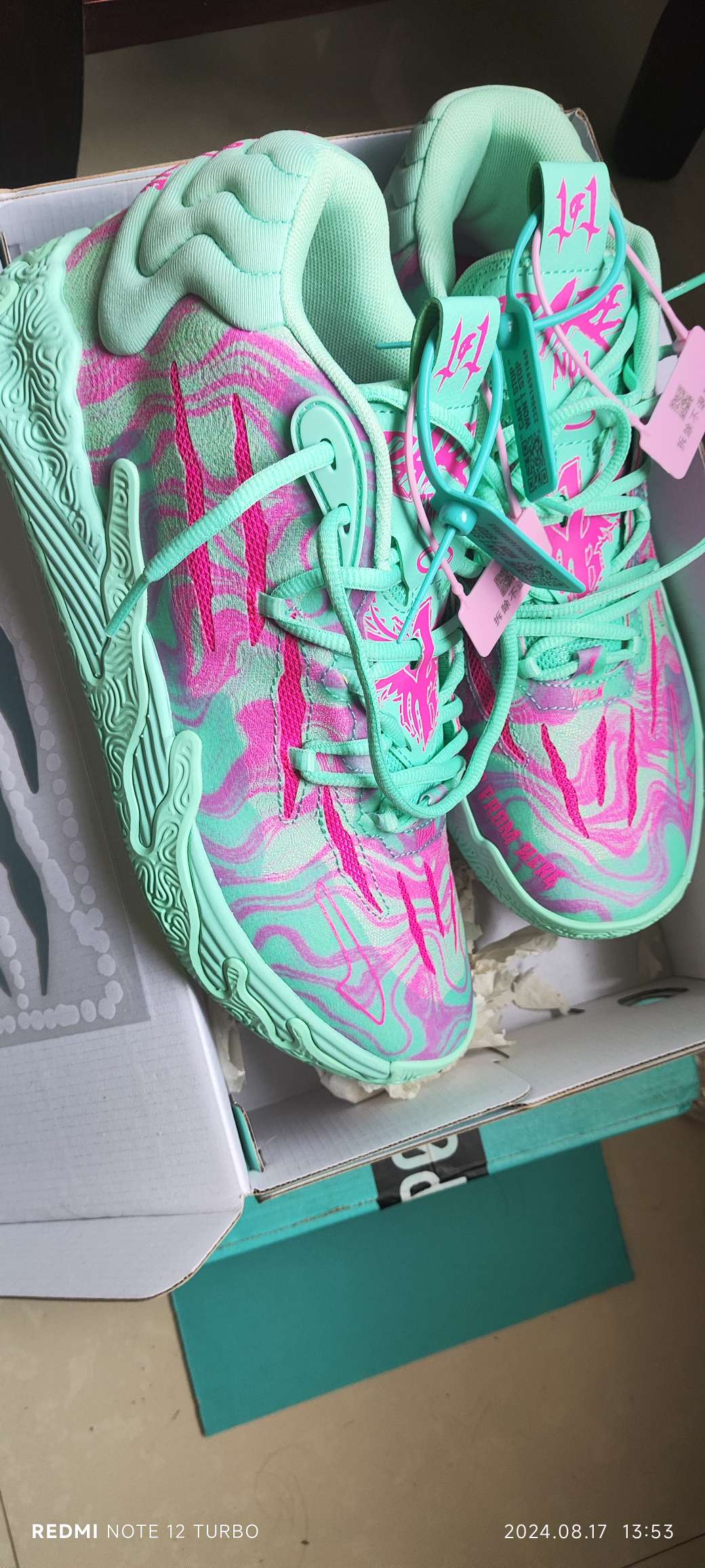 custom review-PUMA MB.03 Амортизация Износостойкий MID Топ Баскетбольные кроссовки Мужские Синий Красный