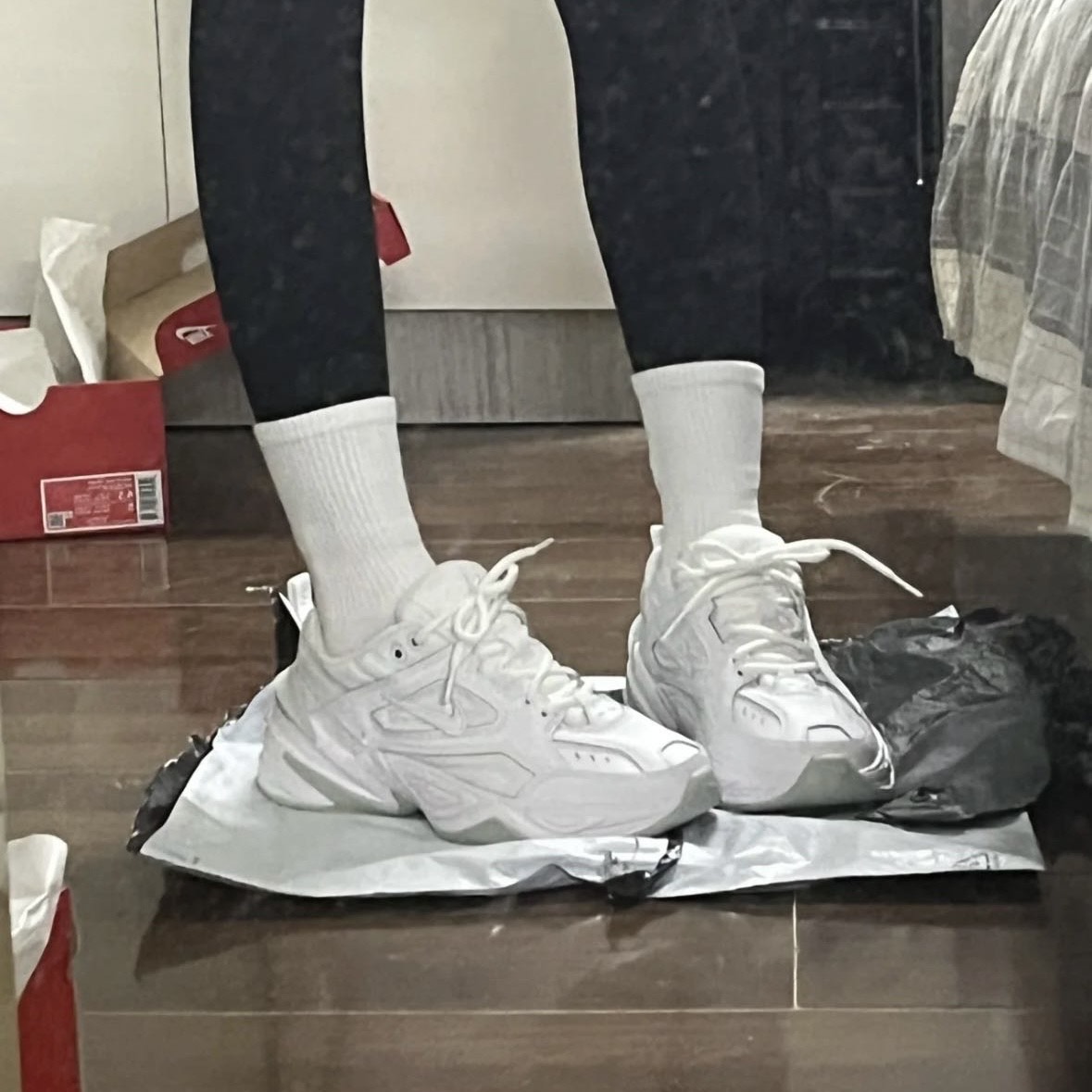 custom review-Nike M2K Tekno Белый Pure Платина Низкий Топ Кроссовки с Толстой Подошвой Женские Белые