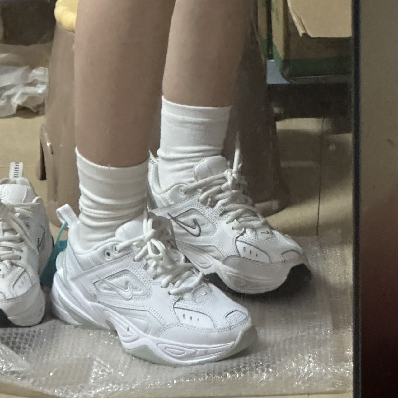 custom review-Nike M2K Tekno Белый Pure Платина Низкий Топ Кроссовки с Толстой Подошвой Женские Белые
