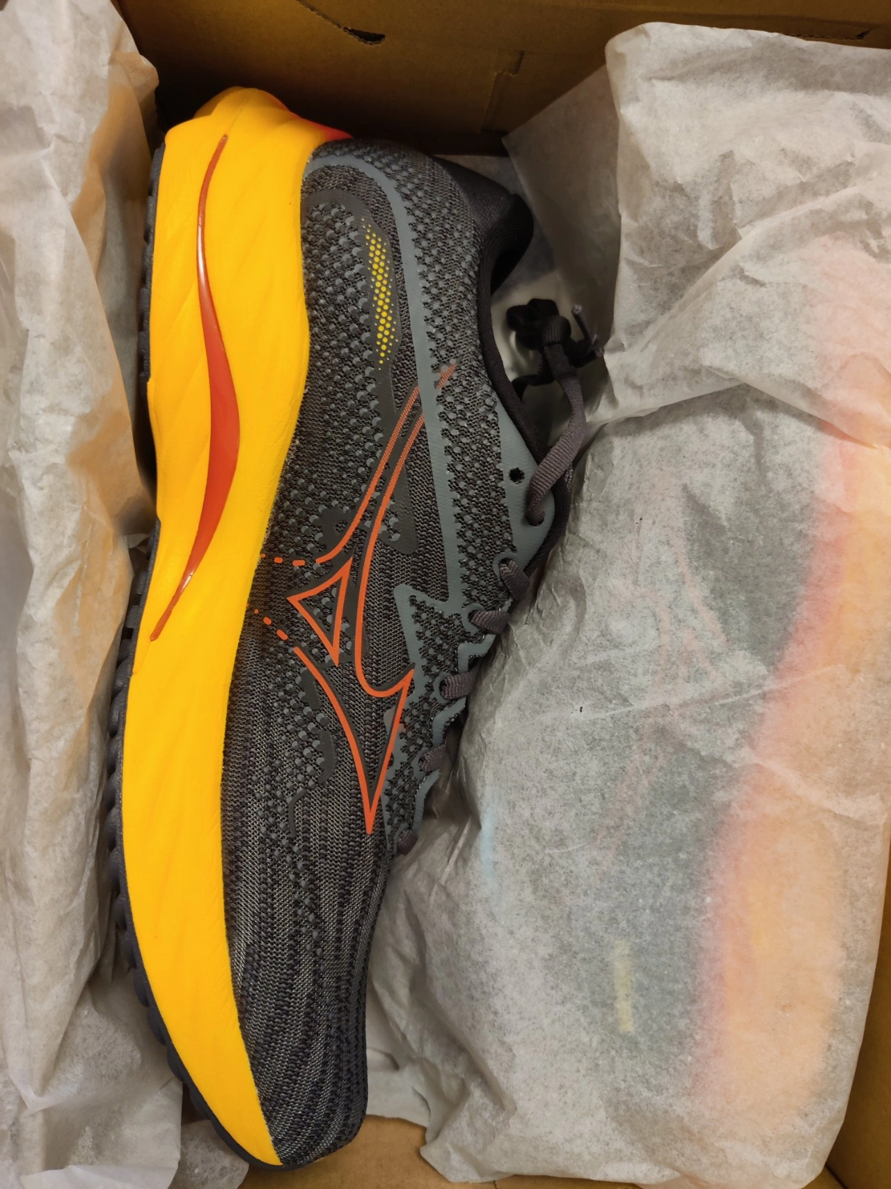 custom review-Mizuno Wave Rider 27 Противоскользящие и Устойчивые к Износу Поддержка Низкий Топ Беговые кроссовки Мужские Серый Оранжевый