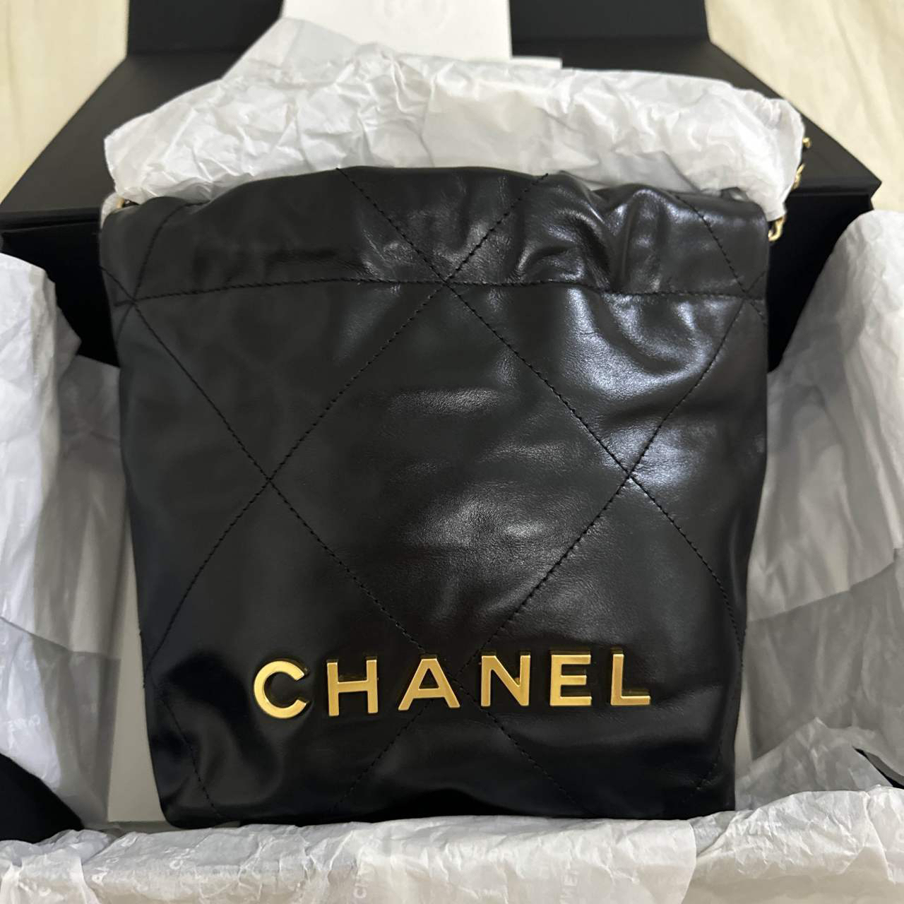 小牛皮 水桶包单肩斜挎包 迷你 女款 黑色 chanel 香奈儿 24a 包袋22