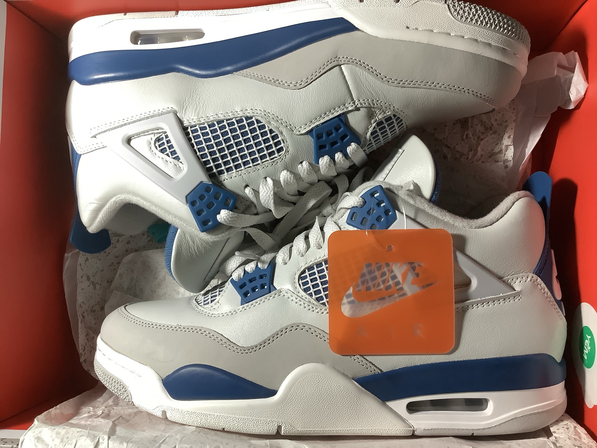 custom review-Jordan Air Jordan 4 'Military Style Blue' Mid Топ Винтажные Баскетбольные Кроссовки Унисекс Белый Синий Выпуск 2024