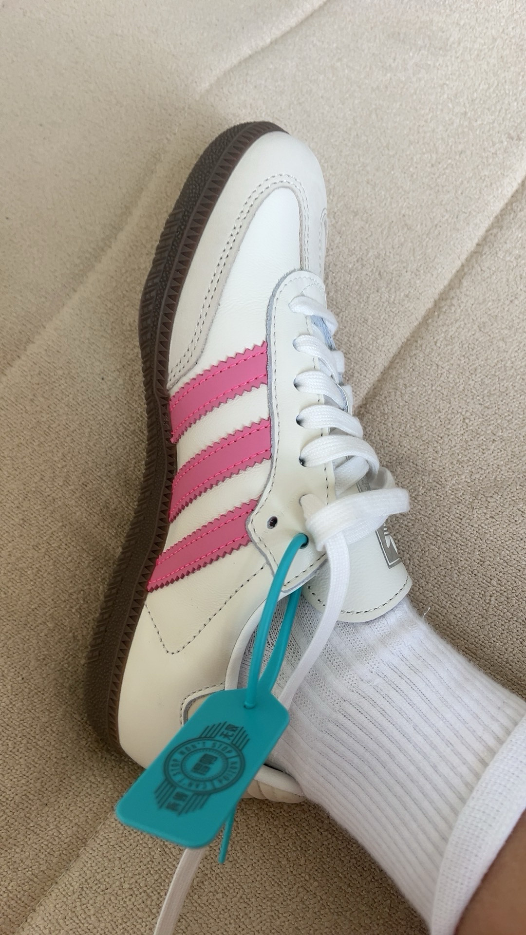 custom review-Adidas Originals SAMBA OG Устойчивые к истиранию Низкие Кроссовки для скейтбординга Женские Бежевый Белый Розовый
