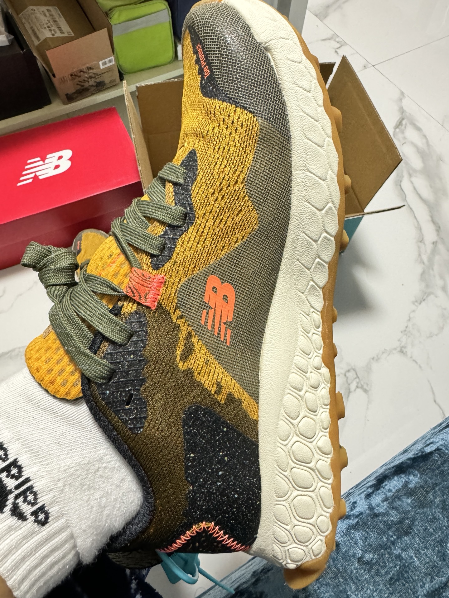 custom review-New Balance Hierro v7 Дышащие Низкие Кроссовки для Беговых Пути Мужские Коричнево-Желтые