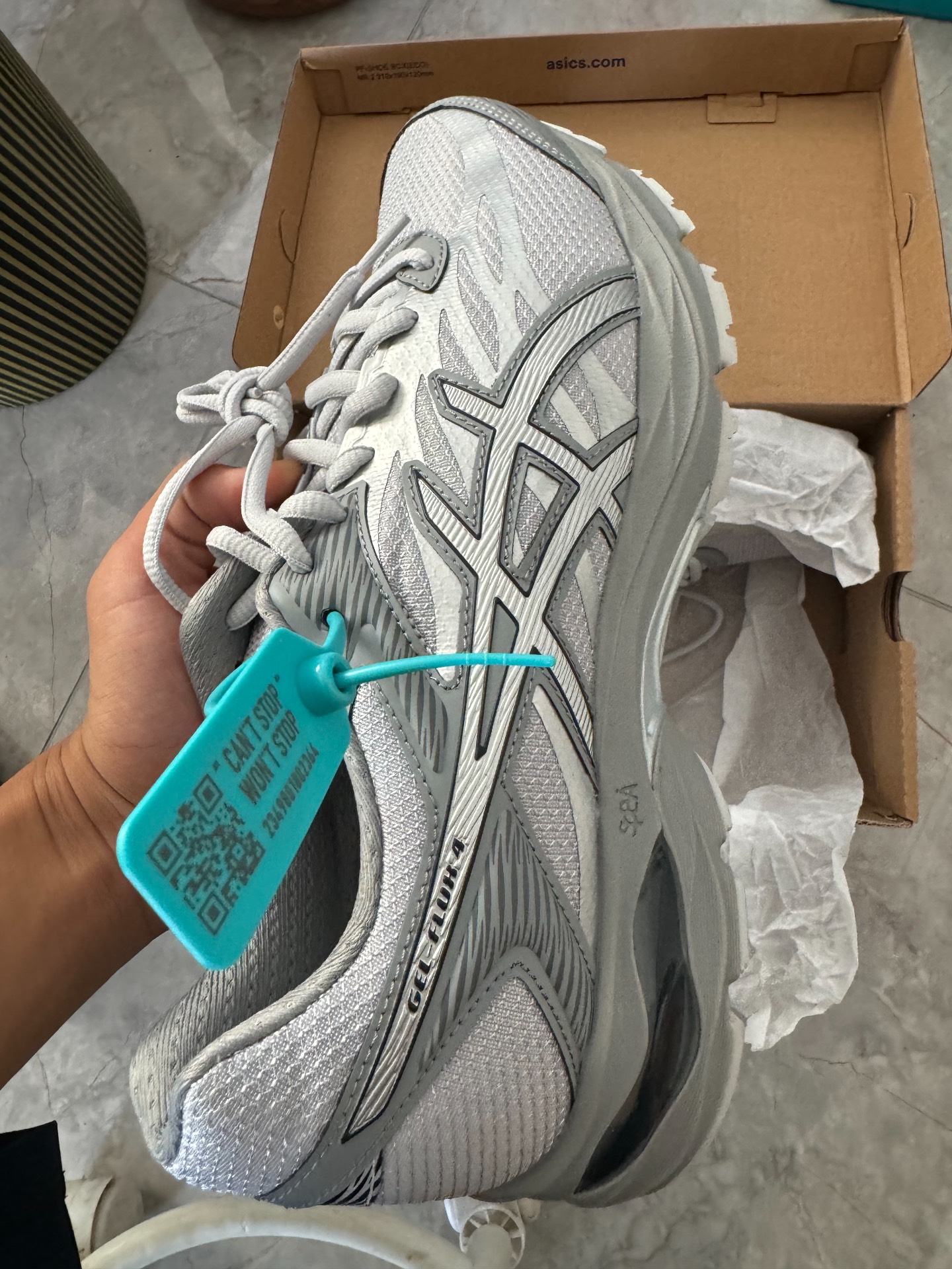 custom review-ASICS Гель FLUX 4 Беговые кроссовки Низкий Топ Серый Мужской