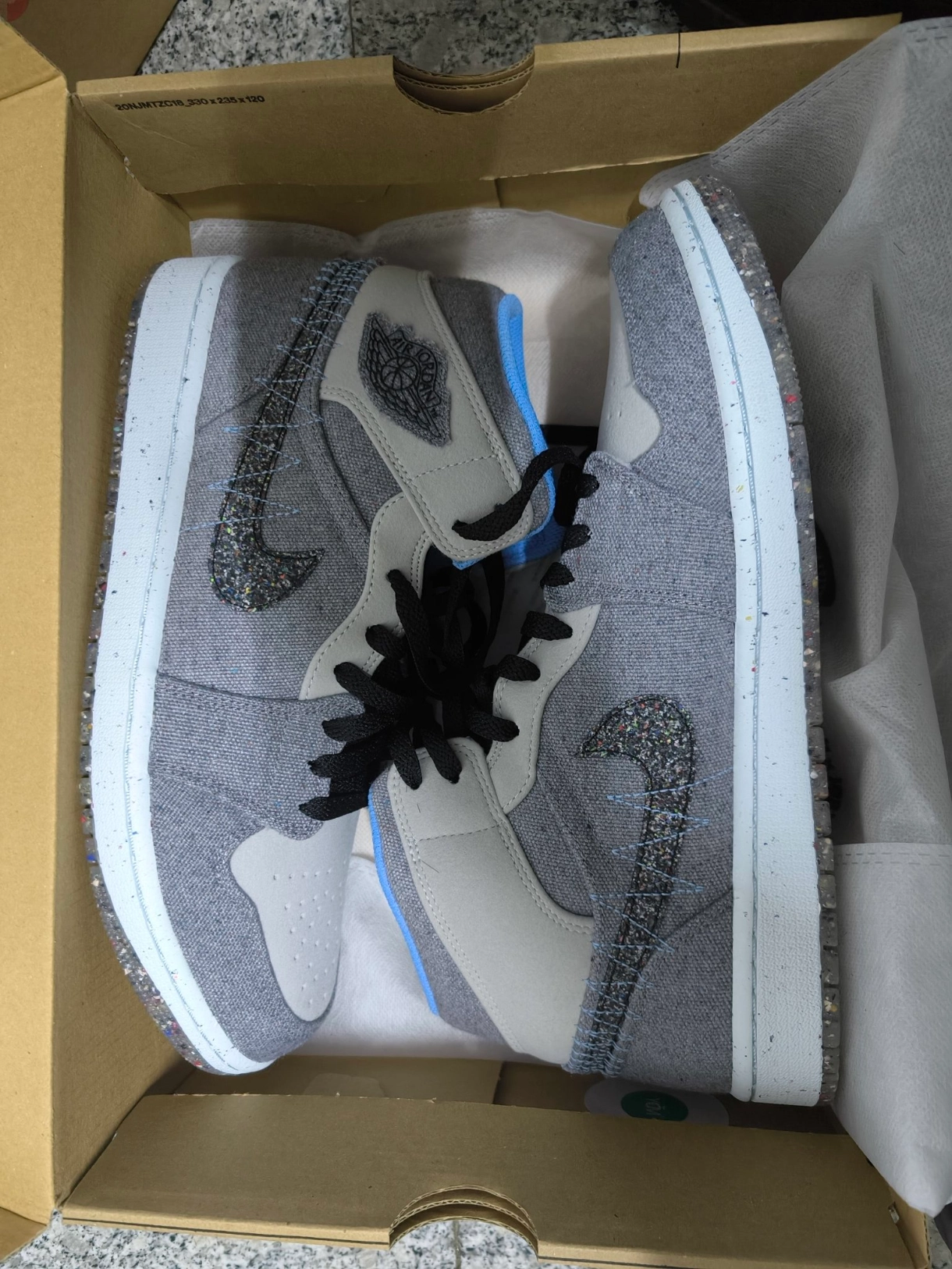 custom review-Jordan Air Jordan 1 MID SE 'Crater' MID Топ Винтажные баскетбольные кроссовки Мужской Серый черный синий