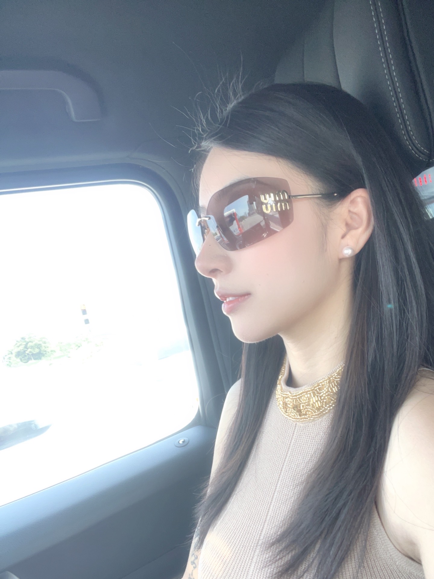 custom review-MIU MIU Нерегулярная форма Солнцезащитные очки Женские Золото