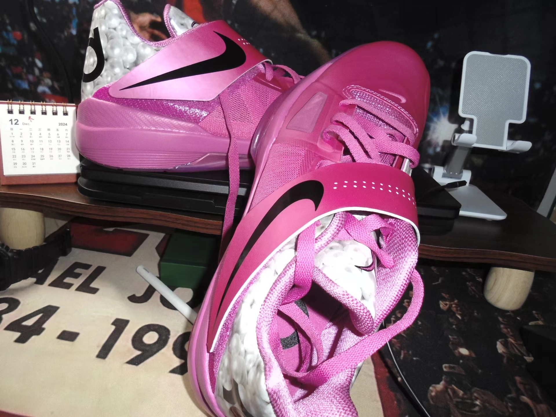 custom review-Nike KD 4 Low Топ Винтажные Баскетбольные Кроссовки Унисекс Розовый