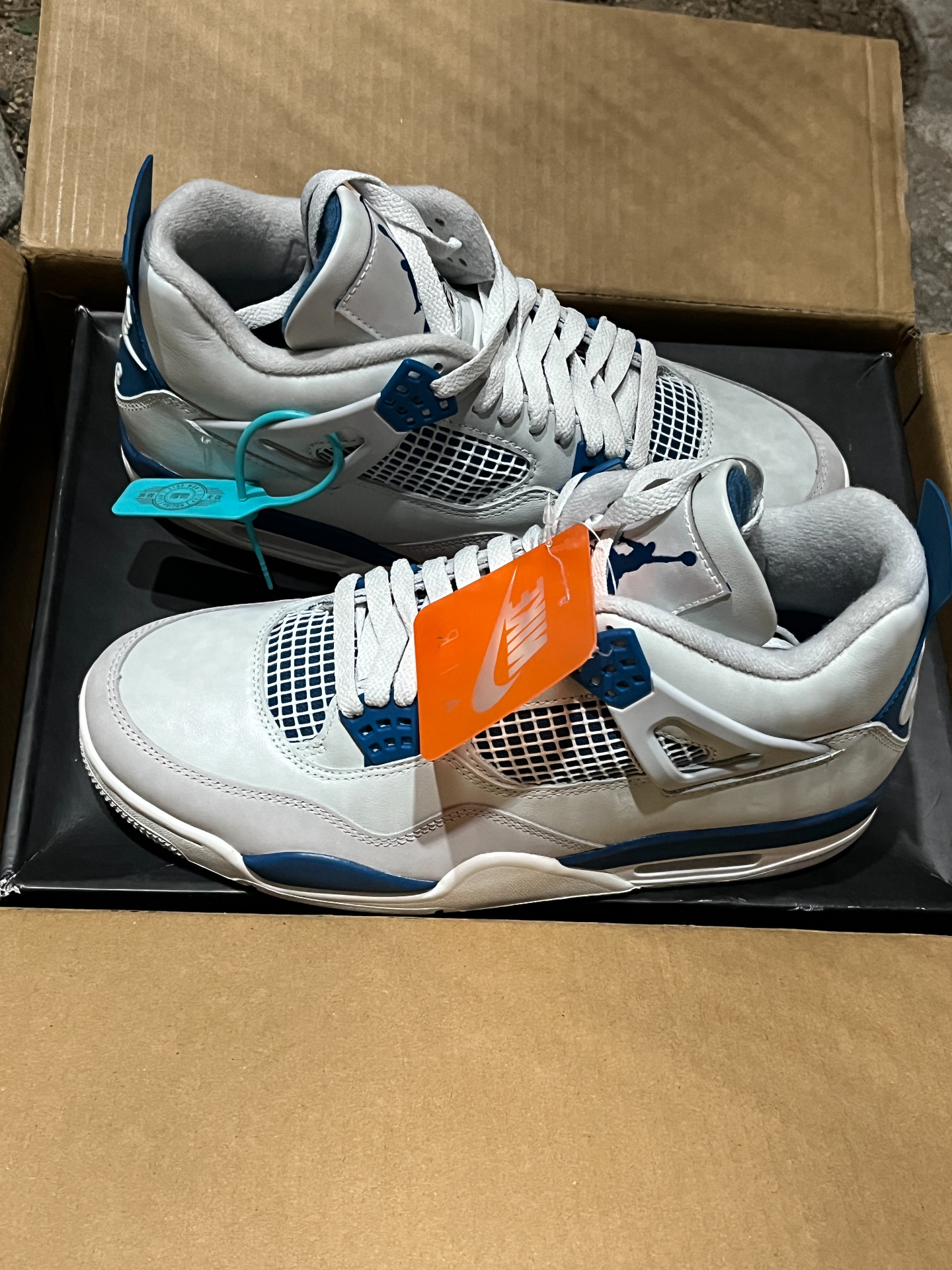 custom review-Jordan Air Jordan 4 'Military Style Blue' Mid Топ Винтажные Баскетбольные Кроссовки Унисекс Белый Синий Выпуск 2024