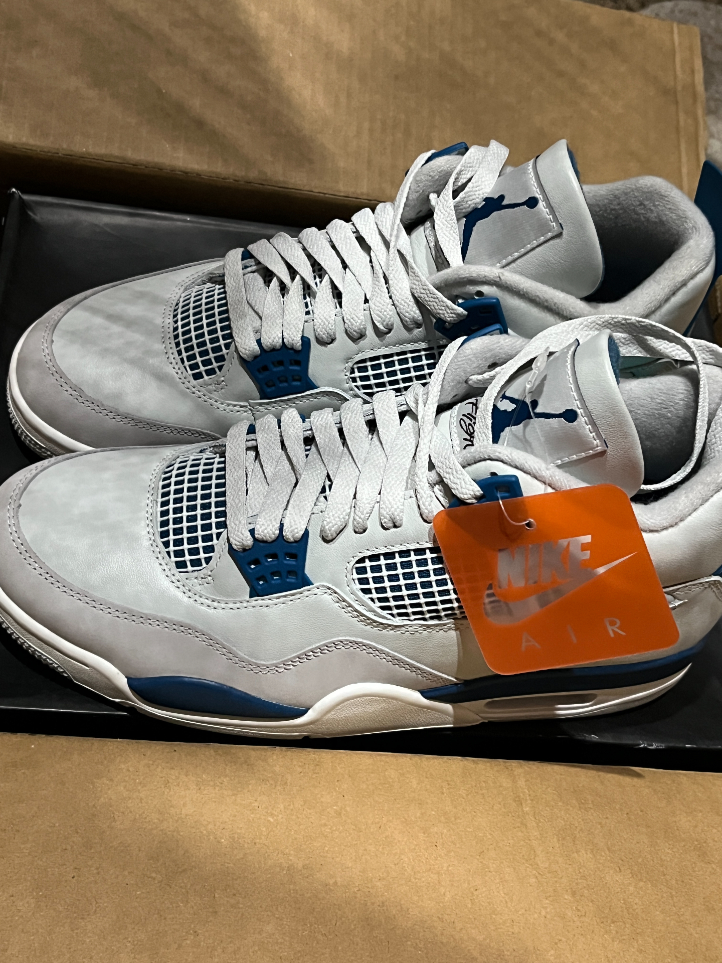 custom review-Jordan Air Jordan 4 'Military Style Blue' Mid Топ Винтажные Баскетбольные Кроссовки Унисекс Белый Синий Выпуск 2024