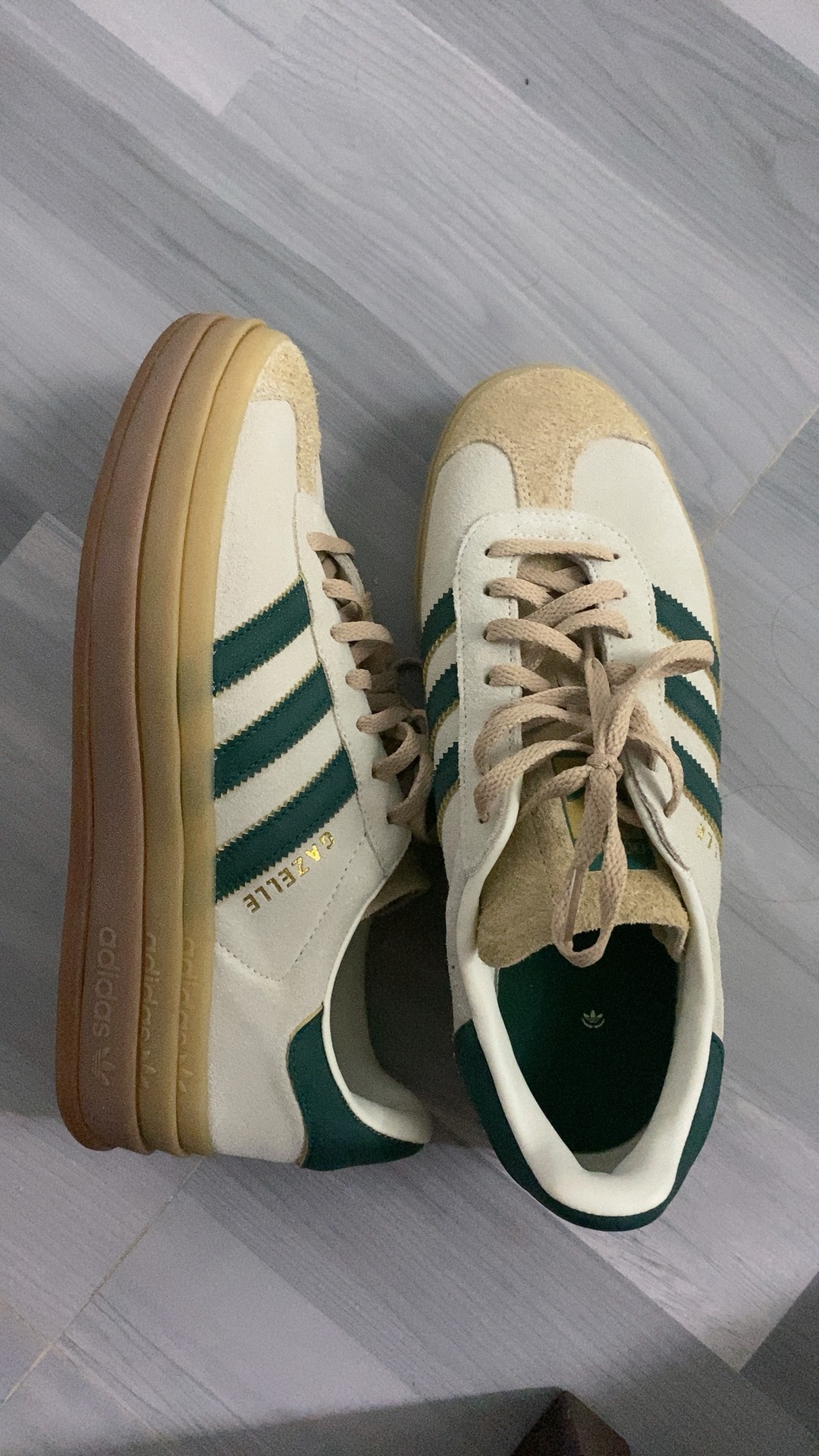 custom review-Adidas Gazelle Bold Magic Beige Collegiate Green Women's
