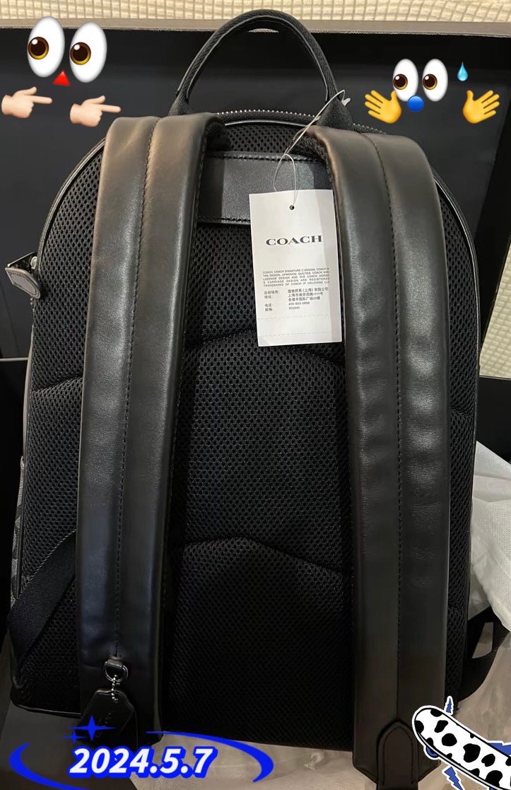 蔻驰 west 35 经典拉链开合大容量老花 涂层帆布拼小牛皮 背包双肩包