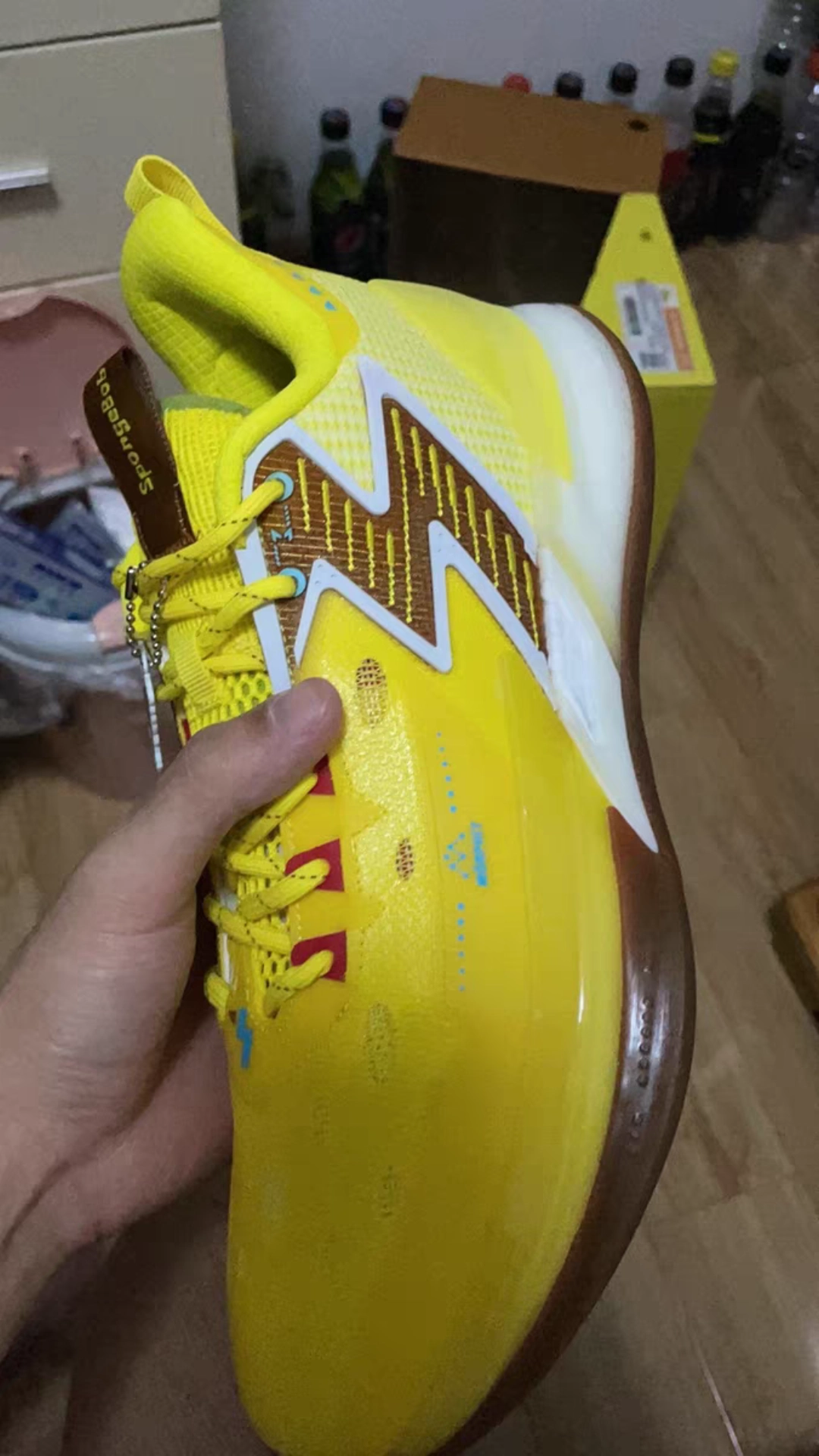 custom review-361° BIG3 4.0 PRO SpongeBob Cushioning Anti Slip And Wear Resistant Rebound Low Top Basketball Shoes Men's Yellow Brown