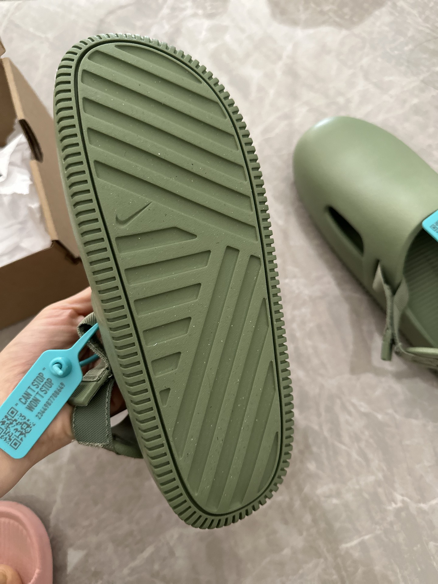 custom review-Nike Calm Mule Резиновая подошва Противоскользящие домашние тапочки Женские Масляно-зеленый