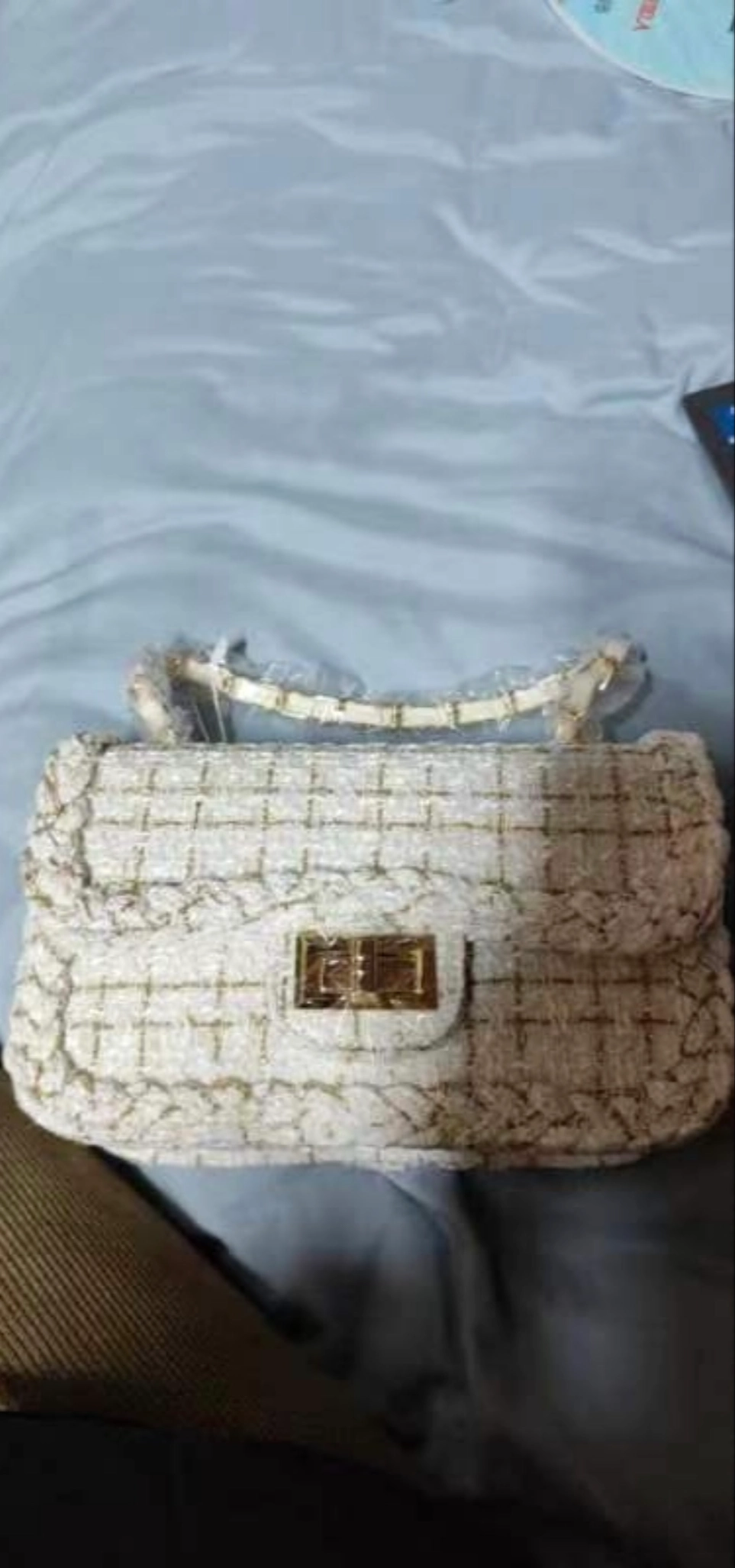 custom review-JACD Твидовая сумка через плечо маленькая Женская белая черная