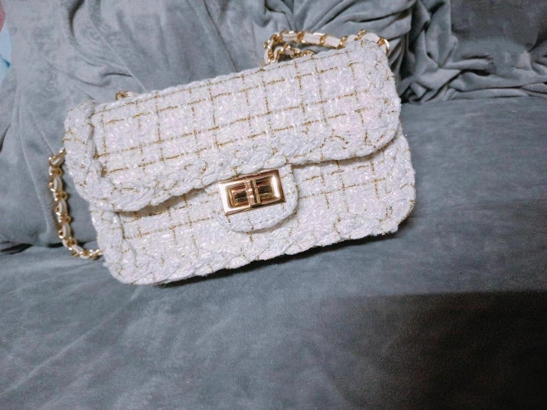 custom review-JACD Твидовая сумка через плечо маленькая Женская белая черная