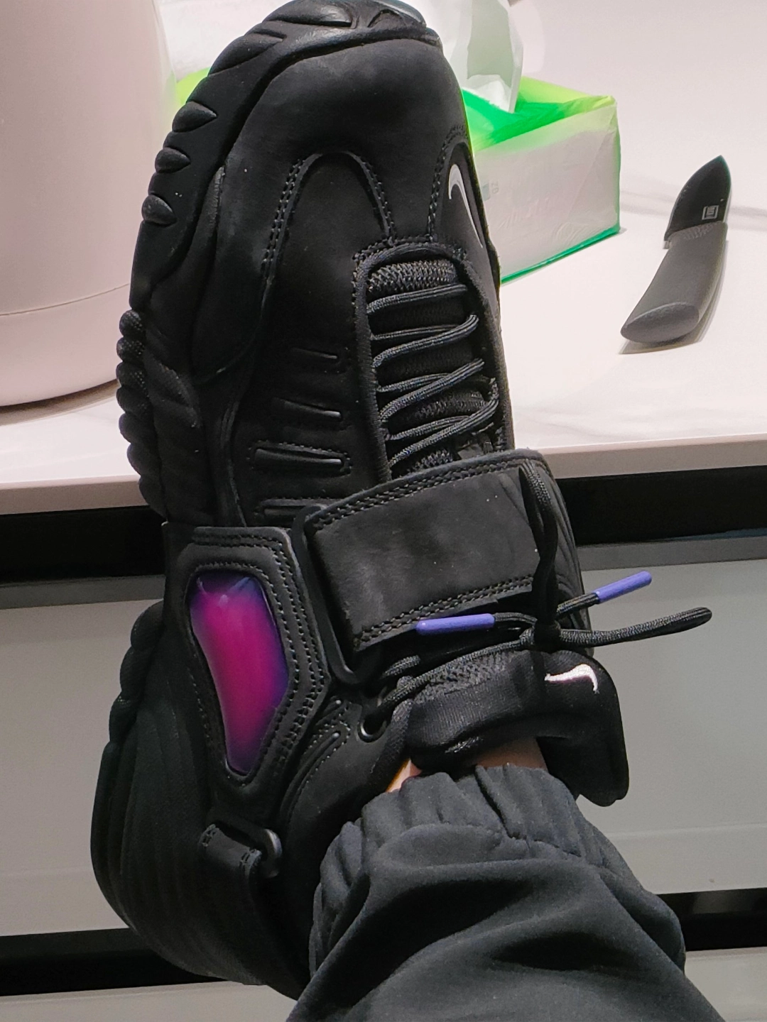 custom review-AMBUSH x Nike Air Adjust Force SP 'Черный' MID Топ Винтажные баскетбольные кроссовки Унисекс Черный Фиолетовый