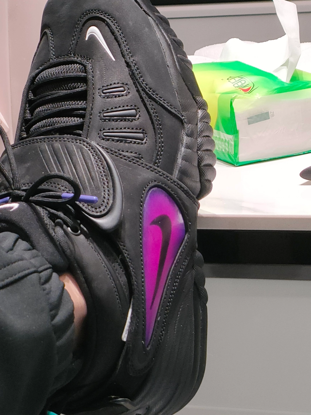 custom review-AMBUSH x Nike Air Adjust Force SP 'Черный' MID Топ Винтажные баскетбольные кроссовки Унисекс Черный Фиолетовый