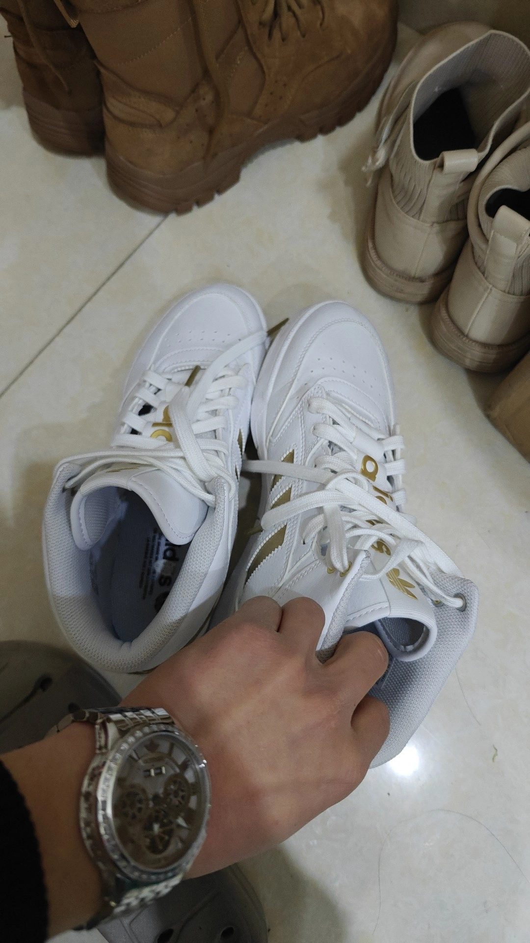 custom review-Adidas Originals Drop Step XL Slip-resistant Abrasion-resistant High Top Skateboard Shoes Unisex White Gold Adidas Originals Drop Step XL Противоскользящие устойчивые к истиранию высокие топы для скейтбординга Унисекс Белый Золото