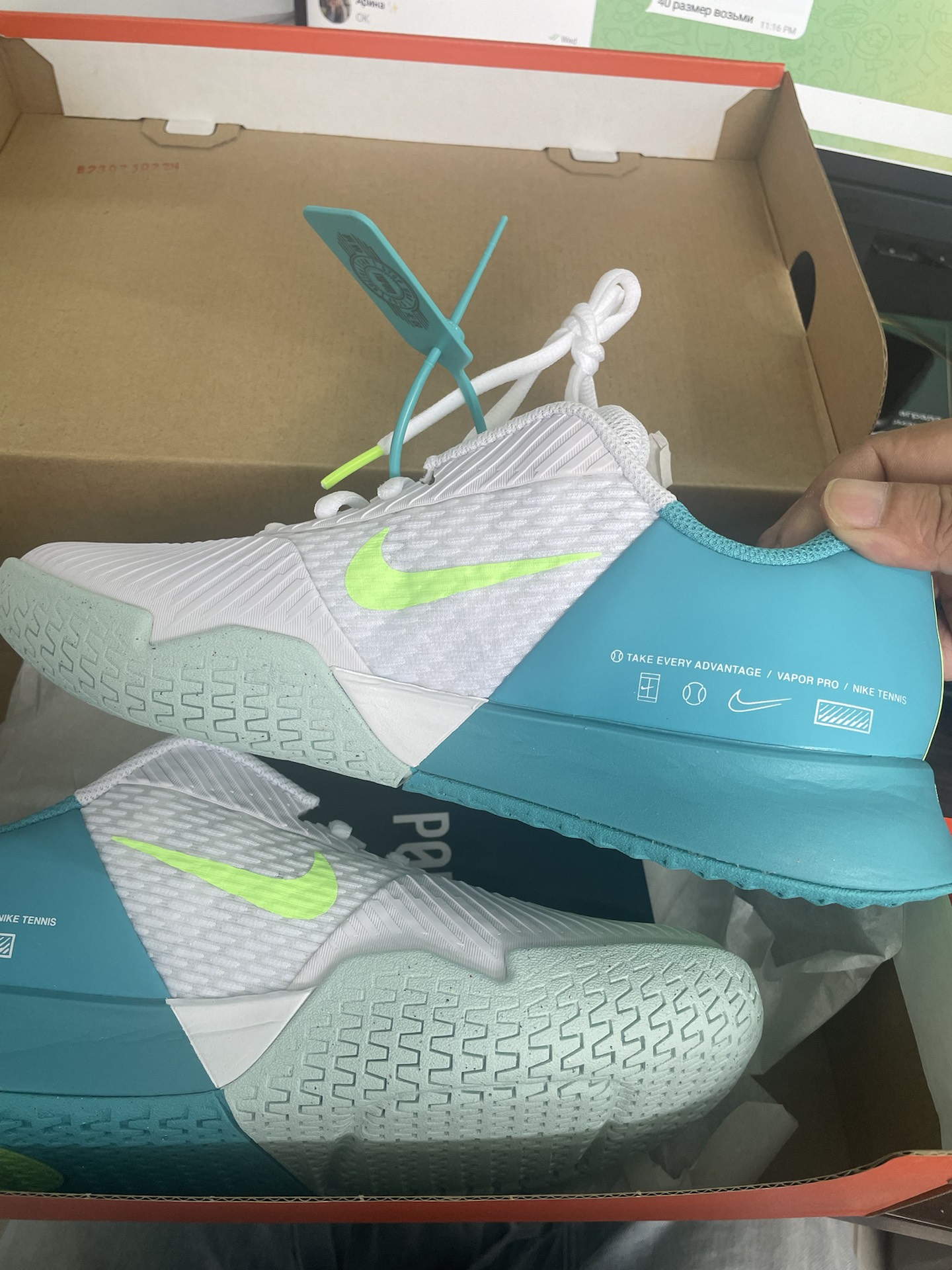 custom review-Nike Air Zoom Vapor Pro 2 Устойчивые к истиранию амортизаторы Низкий топ Кроссовки для тенниса Женские Белый Зеленый