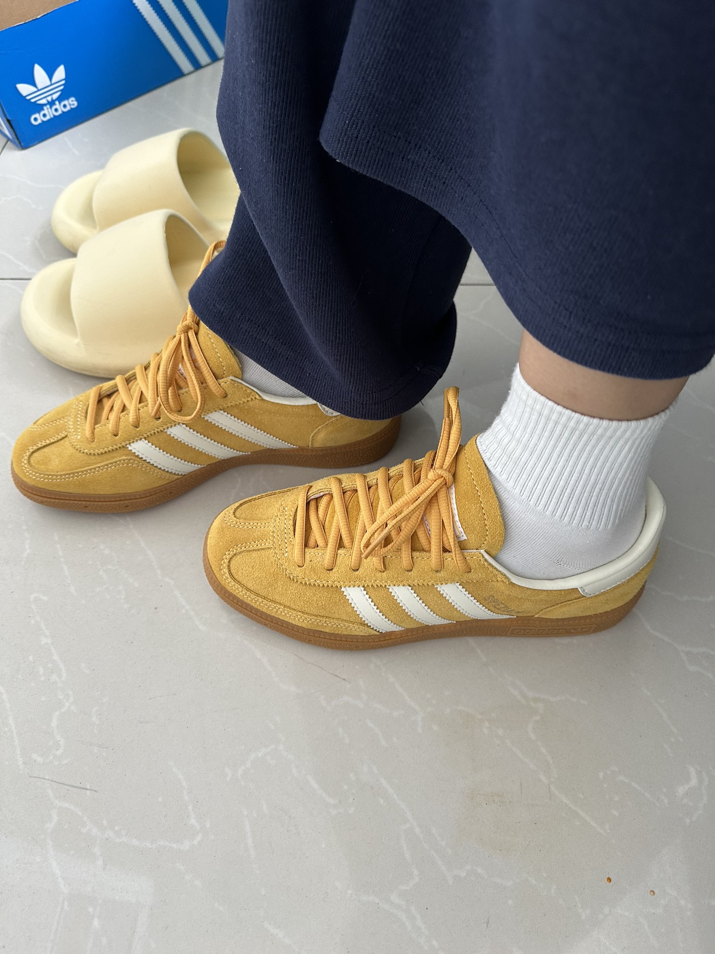 custom review-Adidas Originals HANDBALL SPEZIAL Низкие Кроссовки для скейтбординга Унисекс Желтые