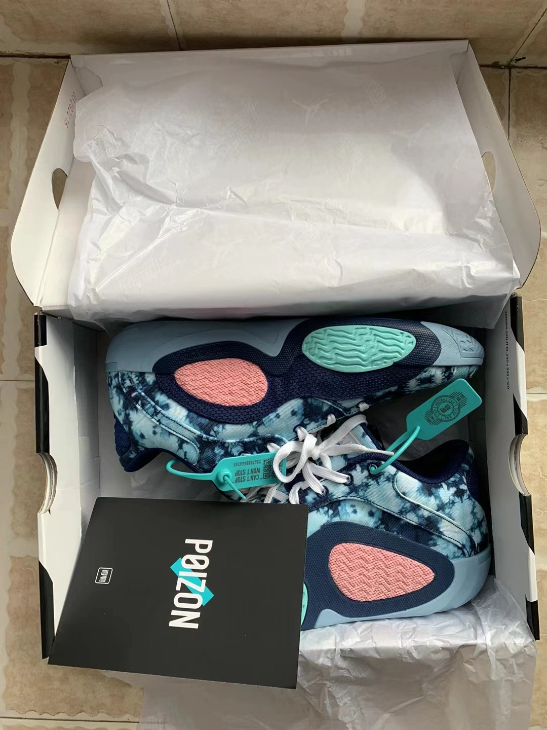 custom review-Джордан Tatum 2 PF Амортизация Износостойкие Низкие Баскетбольные Кроссовки Мужские Синие и Розовые