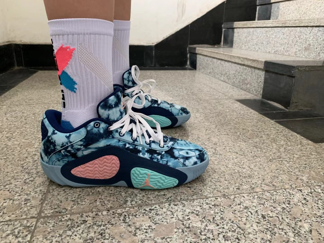 custom review-Джордан Tatum 2 PF Амортизация Износостойкие Низкие Баскетбольные Кроссовки Мужские Синие и Розовые