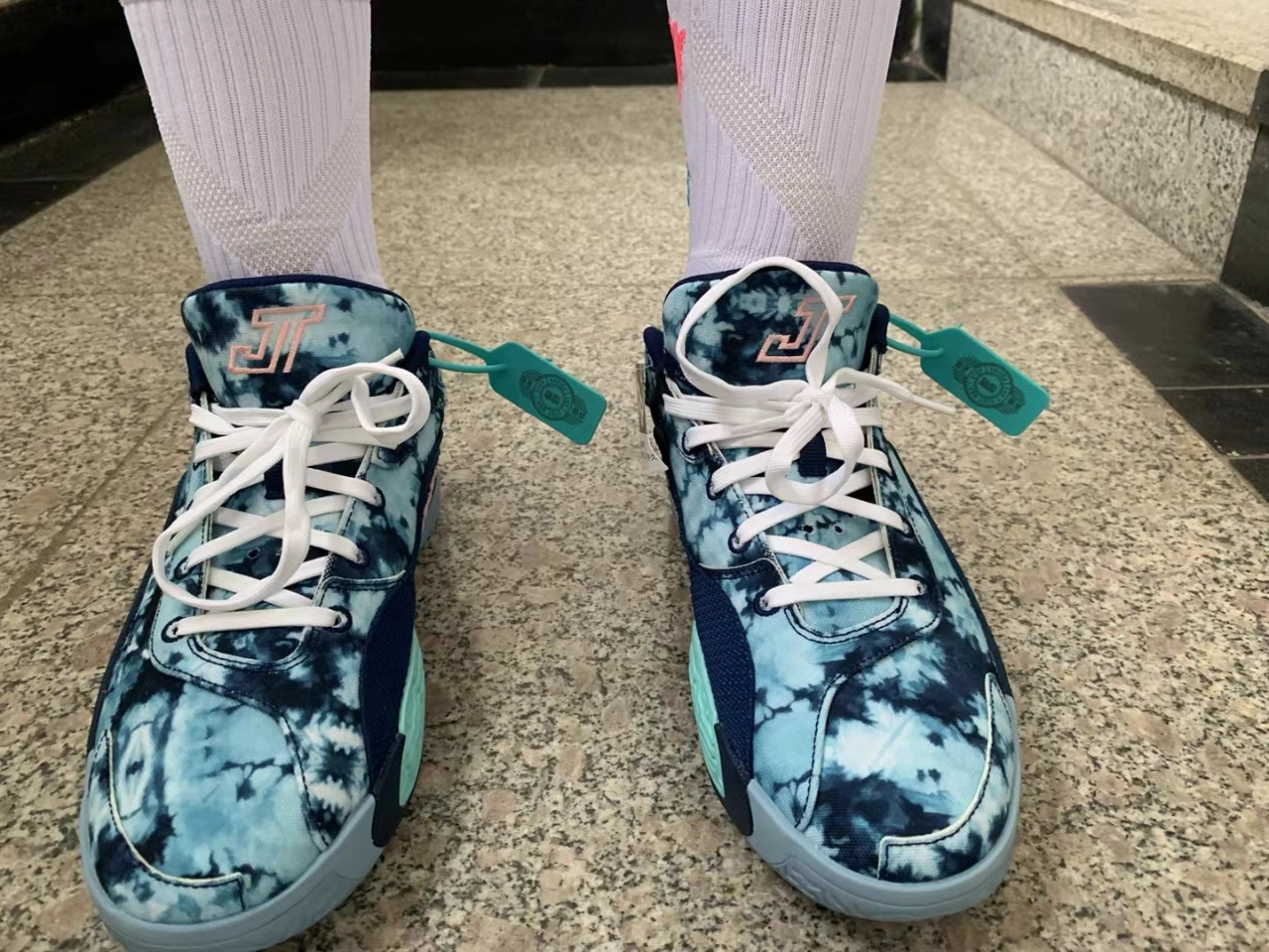 custom review-Джордан Tatum 2 PF Амортизация Износостойкие Низкие Баскетбольные Кроссовки Мужские Синие и Розовые