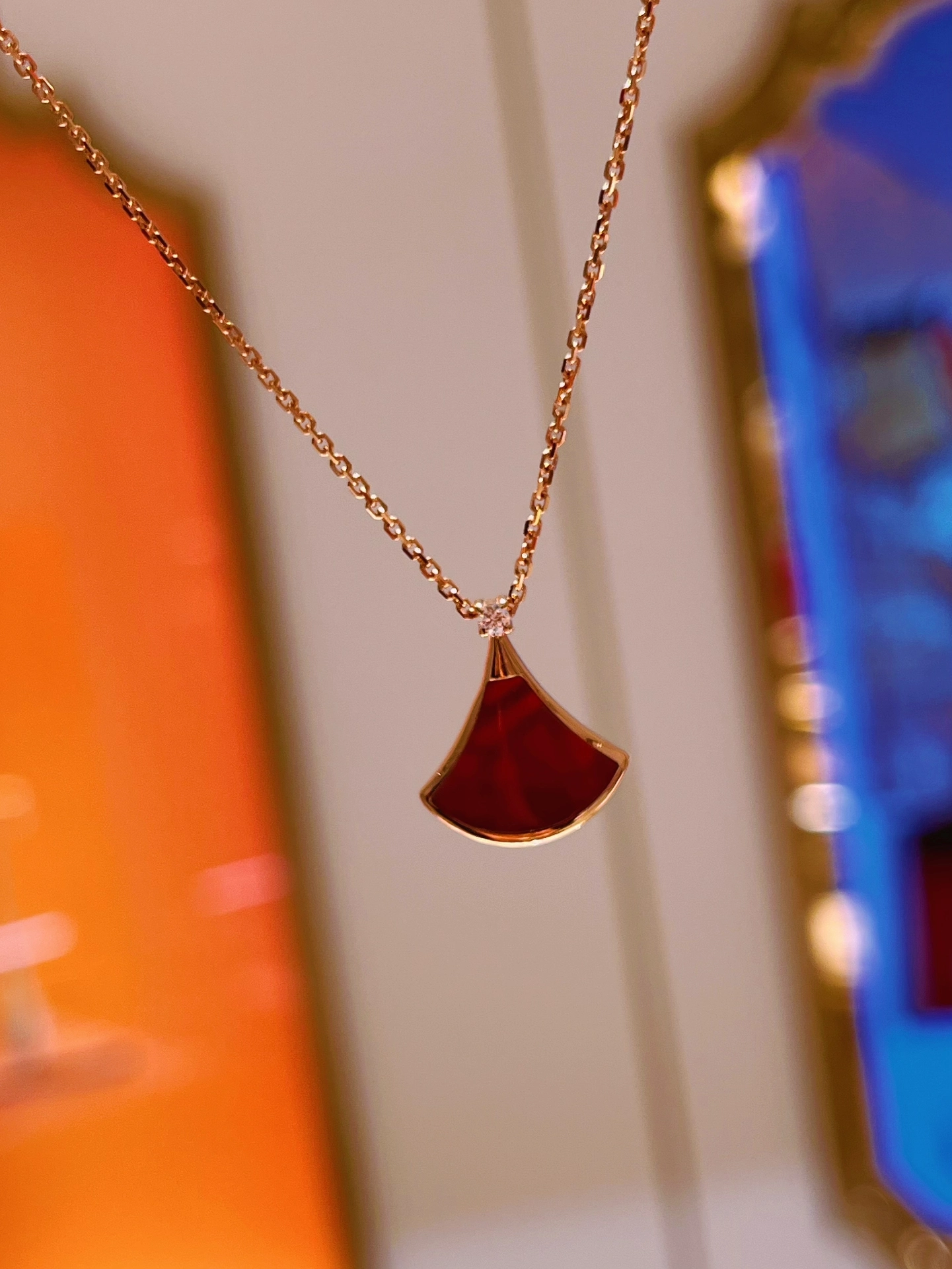 宝格丽 红扇子项链