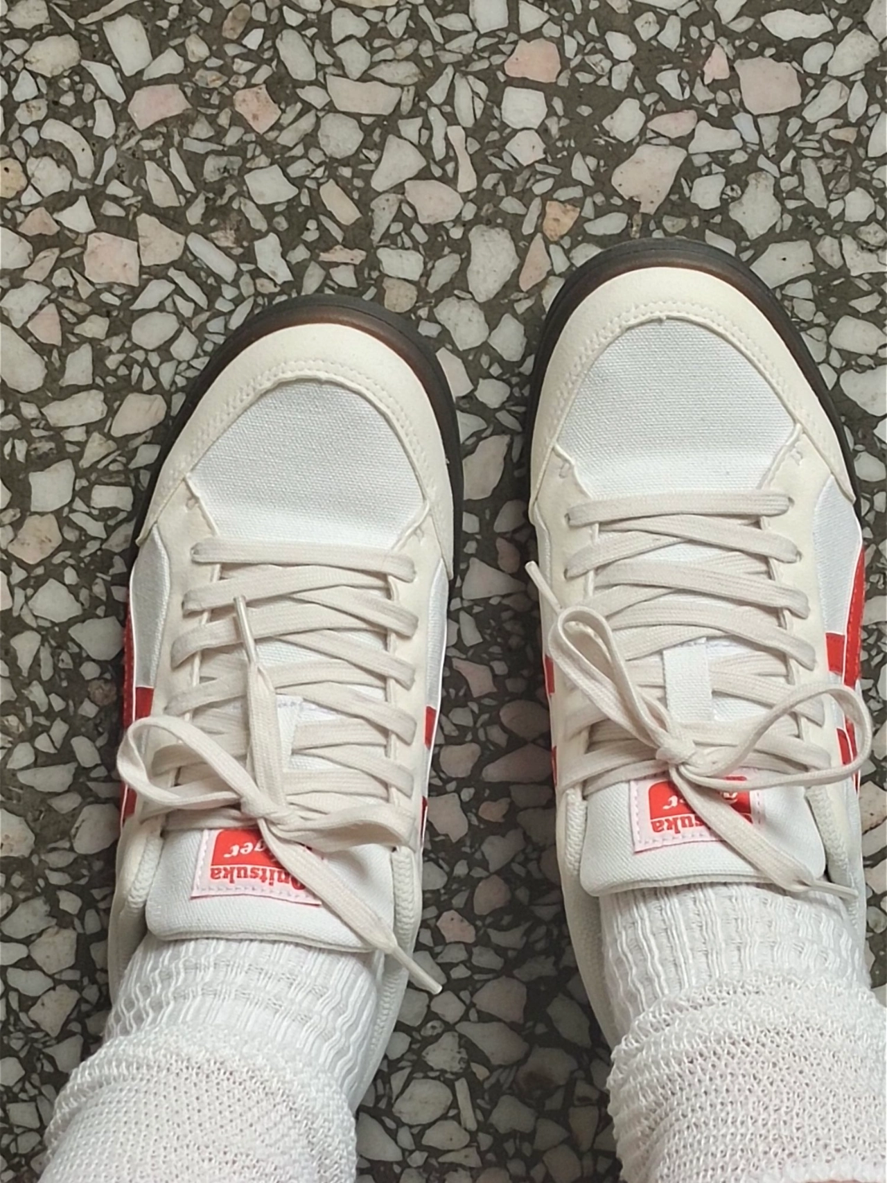 custom review-Onitsuka Tiger Advanti Low Топ Скейтборд Кроссовки Унисекс Бежевый Белый Красный